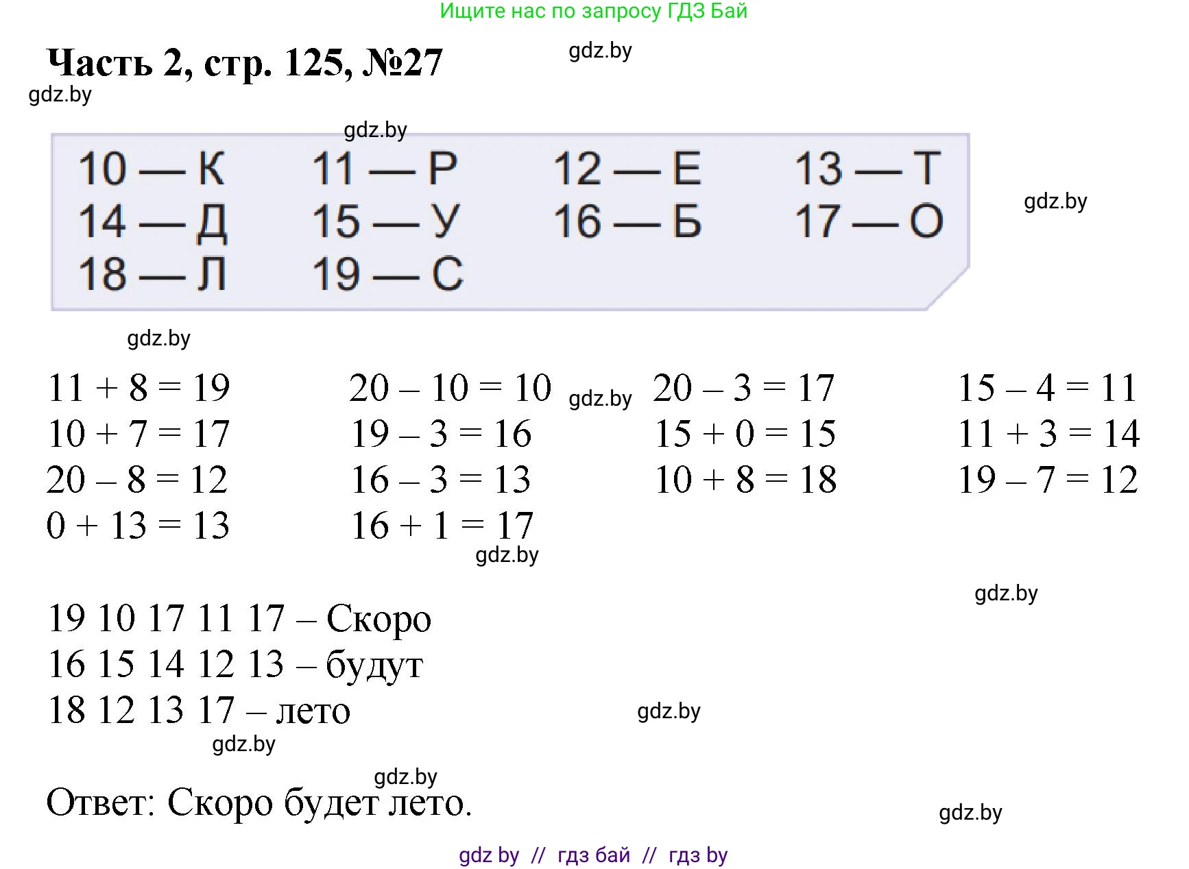 Математика, 1 класс Учебник, авторы: Муравьева Галина Леонидовна, Урбан Мария Анатольевна, издательство Академия образования, Минск, 2024, Часть 2, страница 125, номер 27, Решение