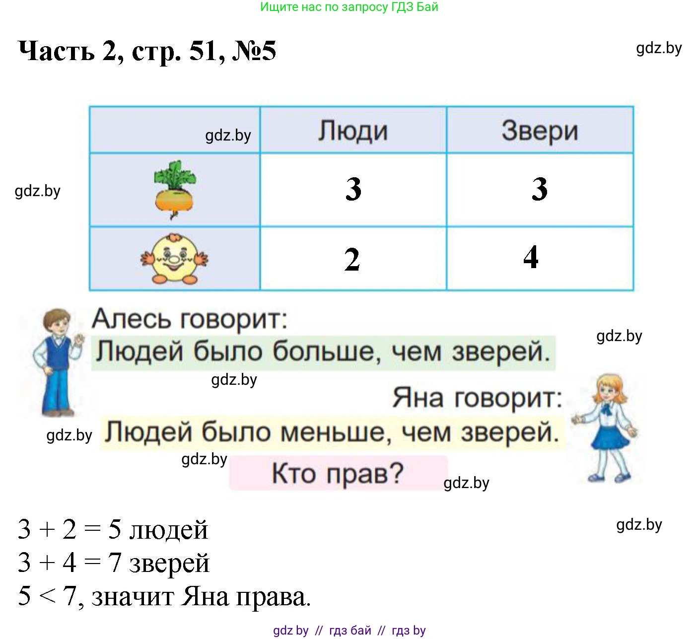 Математика, 1 класс Учебник, авторы: Муравьева Галина Леонидовна, Урбан Мария Анатольевна, издательство Академия образования, Минск, 2024, Часть 2, страница 51, номер 5, Решение