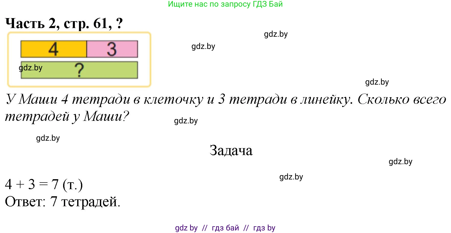Математика, 1 класс Учебник, авторы: Муравьева Галина Леонидовна, Урбан Мария Анатольевна, издательство Академия образования, Минск, 2024, Часть 2, страница 61, Решение