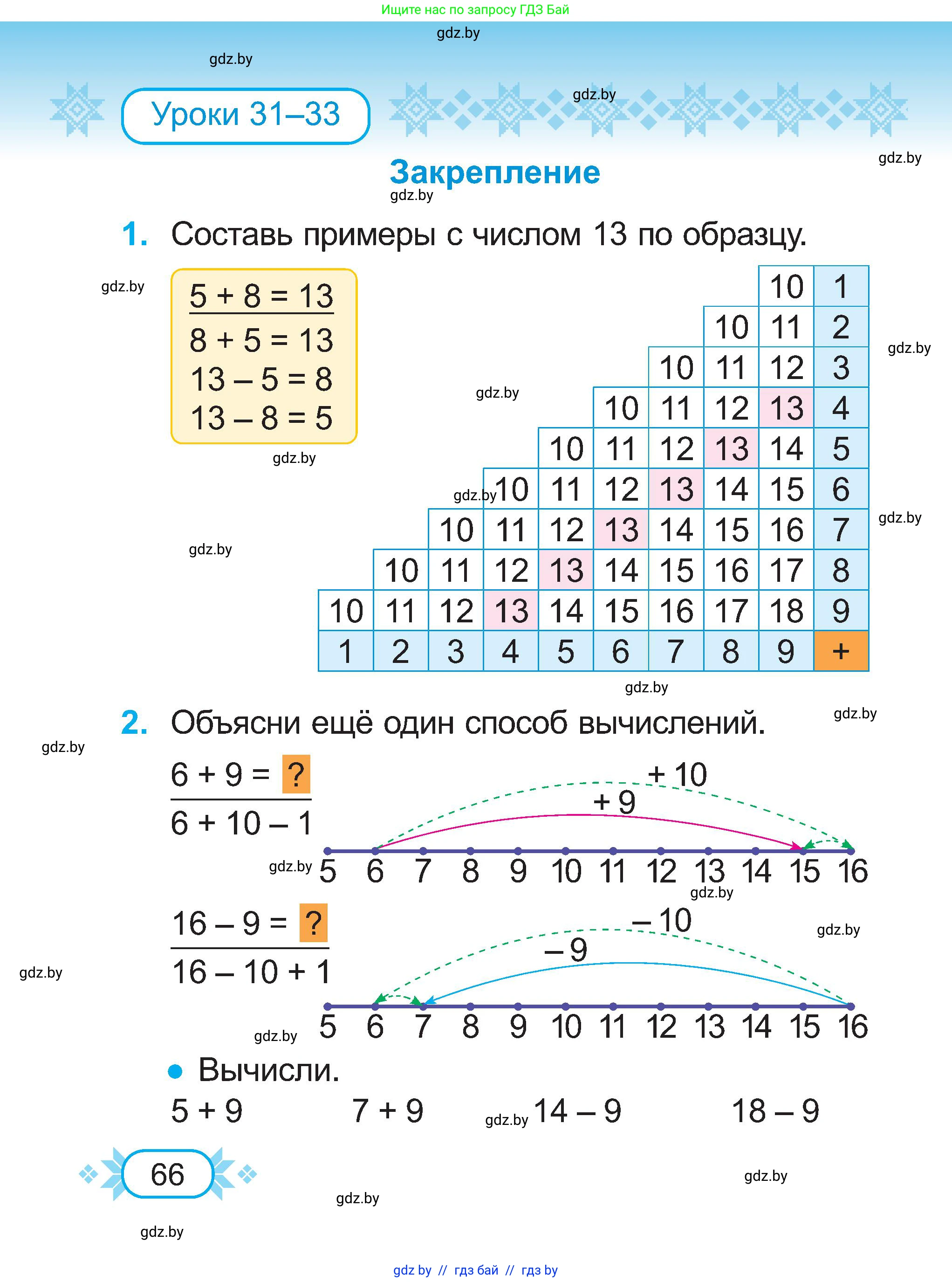 Математика, 2 класс Учебник, авторы: Муравьева Галина Леонидовна, Урбан Мария Анатольевна, издательство Академия образования, Минск, 2025, сиреневого цвета, Часть 1, страница 66