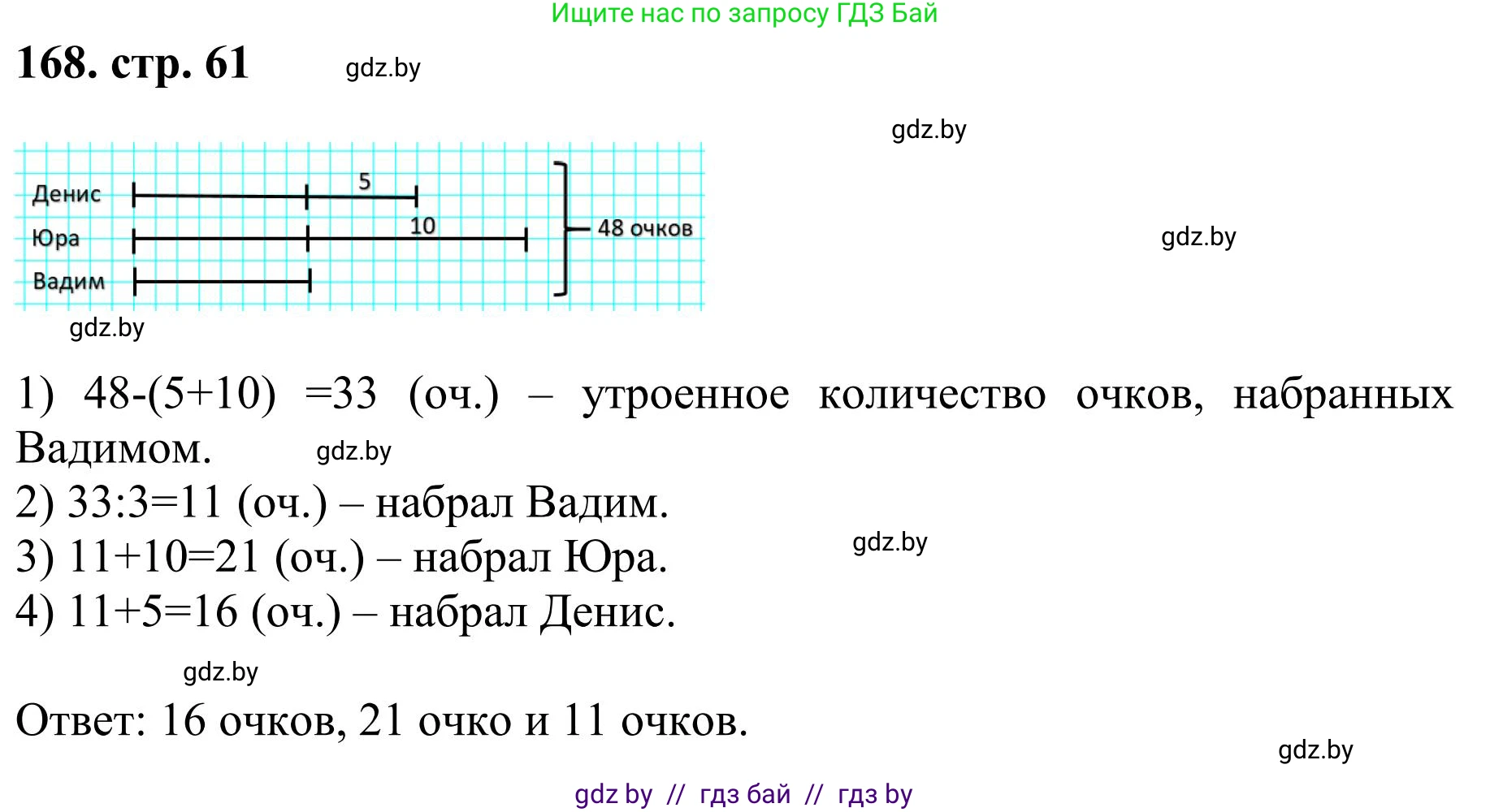 Математика, 5 класс Учебник, авторы: Герасимов Валерий Дмитриевич, Пирютко Ольга Николаевна, Лобанов Александр Павлович, издательство Адукацыя i выхаванне, Минск, 2025, белого цвета, Часть 1, страница 61, номер 168, Решение 2025