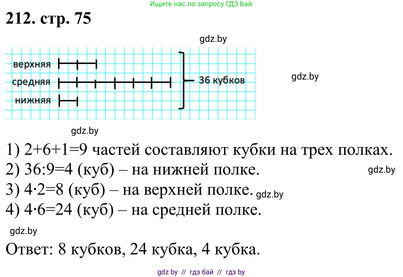 Математика, 5 класс Учебник, авторы: Герасимов Валерий Дмитриевич, Пирютко Ольга Николаевна, Лобанов Александр Павлович, издательство Адукацыя i выхаванне, Минск, 2025, белого цвета, Часть 1, страница 75, номер 212, Решение 2025