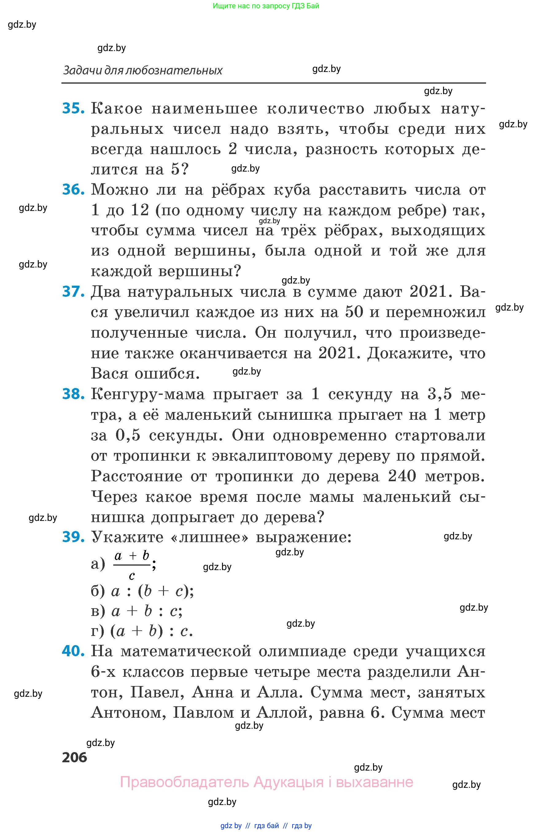 Математика, 6 класс Сборник задач, авторы: Пирютко Ольга Николаевна, Терешко Оксана Александровна, издательство Адукацыя i выхаванне, Минск, 2020, салатового цвета, страница 206