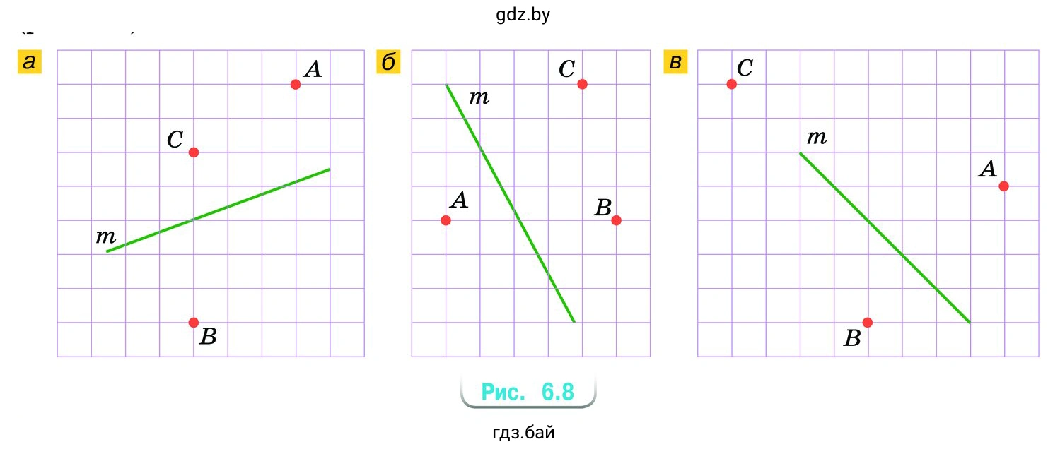 Проведите через точки А, В и С прямые, перпендикулярные прямой m (рис. 6.8)