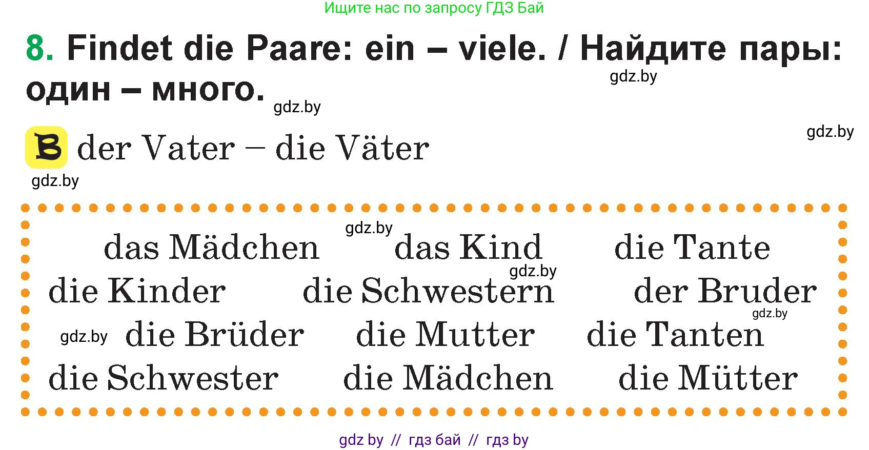 Немецкий язык (Deutsch), 3 класс Учебник (Schülerbuch), авторы: Будько Антонина Филипповна (Budjko Antonina), Урбанович Инна Ювинальевна (Urbanowitsch Ina), издательство Вышэйшая школа, Минск, 2018, бирюзового цвета, Часть 1, страница 77, номер 8, Условие
