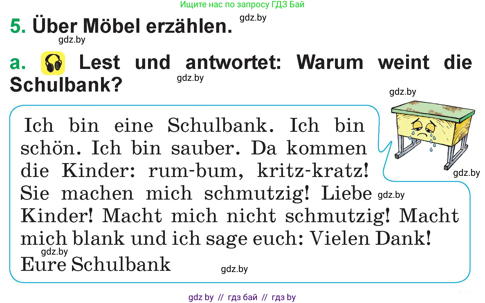 Немецкий язык (Deutsch), 3 класс Учебник (Schülerbuch), авторы: Будько Антонина Филипповна (Budjko Antonina), Урбанович Инна Ювинальевна (Urbanowitsch Ina), издательство Вышэйшая школа, Минск, 2018, бирюзового цвета, Часть 2, страница 55, номер 5, Условие