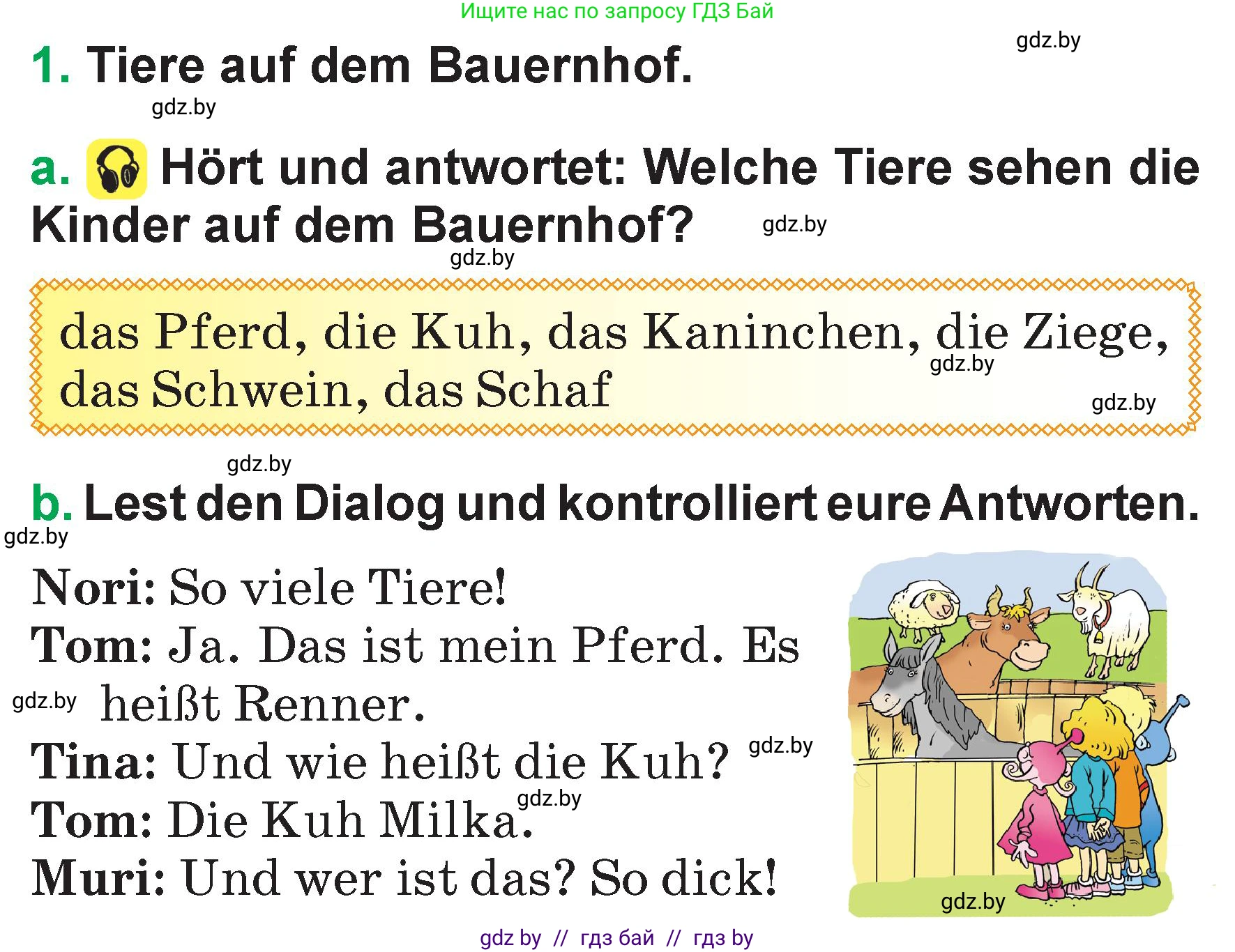 Немецкий язык (Deutsch), 3 класс Учебник (Schülerbuch), авторы: Будько Антонина Филипповна (Budjko Antonina), Урбанович Инна Ювинальевна (Urbanowitsch Ina), издательство Вышэйшая школа, Минск, 2018, бирюзового цвета, Часть 2, страница 59, номер 1, Условие