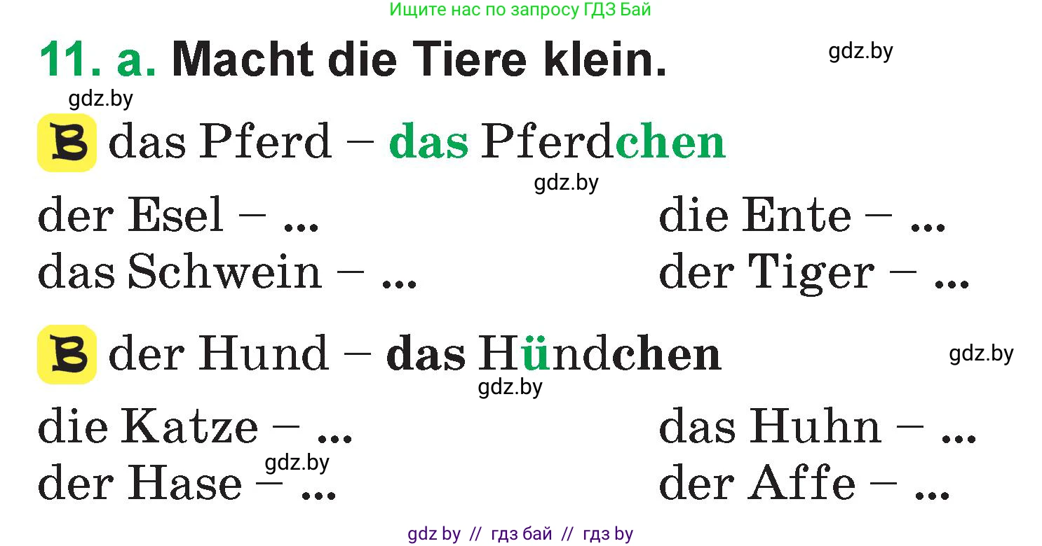 Немецкий язык (Deutsch), 3 класс Учебник (Schülerbuch), авторы: Будько Антонина Филипповна (Budjko Antonina), Урбанович Инна Ювинальевна (Urbanowitsch Ina), издательство Вышэйшая школа, Минск, 2018, бирюзового цвета, Часть 2, страница 66, номер 11, Условие