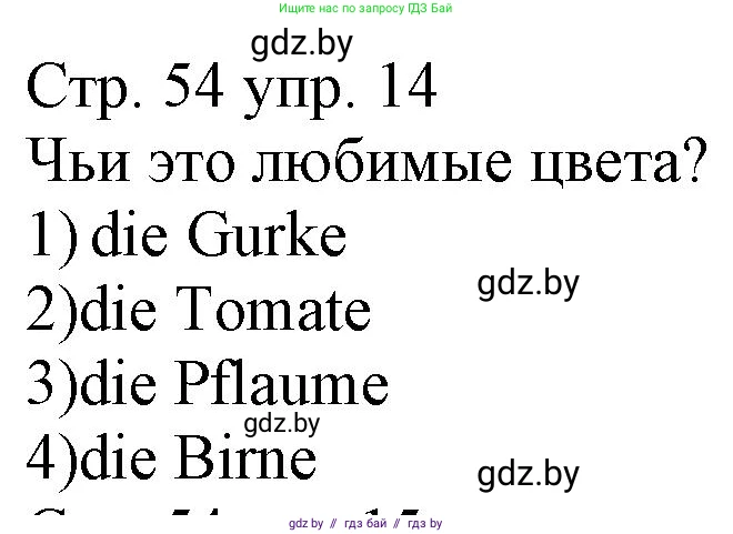 Немецкий язык (Deutsch), 3 класс Учебник (Schülerbuch), авторы: Будько Антонина Филипповна (Budjko Antonina), Урбанович Инна Ювинальевна (Urbanowitsch Ina), издательство Вышэйшая школа, Минск, 2018, бирюзового цвета, Часть 1, страница 54, номер 14, Решение