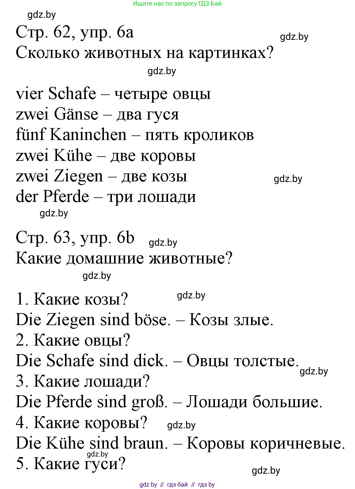 Немецкий язык (Deutsch), 3 класс Учебник (Schülerbuch), авторы: Будько Антонина Филипповна (Budjko Antonina), Урбанович Инна Ювинальевна (Urbanowitsch Ina), издательство Вышэйшая школа, Минск, 2018, бирюзового цвета, Часть 2, страница 62, номер 6, Решение