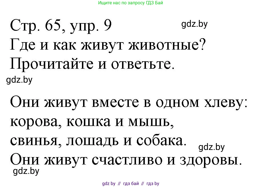 Немецкий язык (Deutsch), 3 класс Учебник (Schülerbuch), авторы: Будько Антонина Филипповна (Budjko Antonina), Урбанович Инна Ювинальевна (Urbanowitsch Ina), издательство Вышэйшая школа, Минск, 2018, бирюзового цвета, Часть 2, страница 65, номер 9, Решение