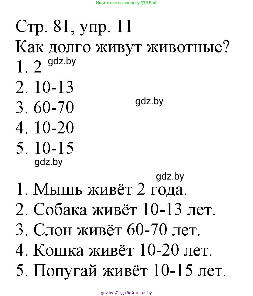 Немецкий язык (Deutsch), 3 класс Учебник (Schülerbuch), авторы: Будько Антонина Филипповна (Budjko Antonina), Урбанович Инна Ювинальевна (Urbanowitsch Ina), издательство Вышэйшая школа, Минск, 2018, бирюзового цвета, Часть 2, страница 81, номер 11, Решение