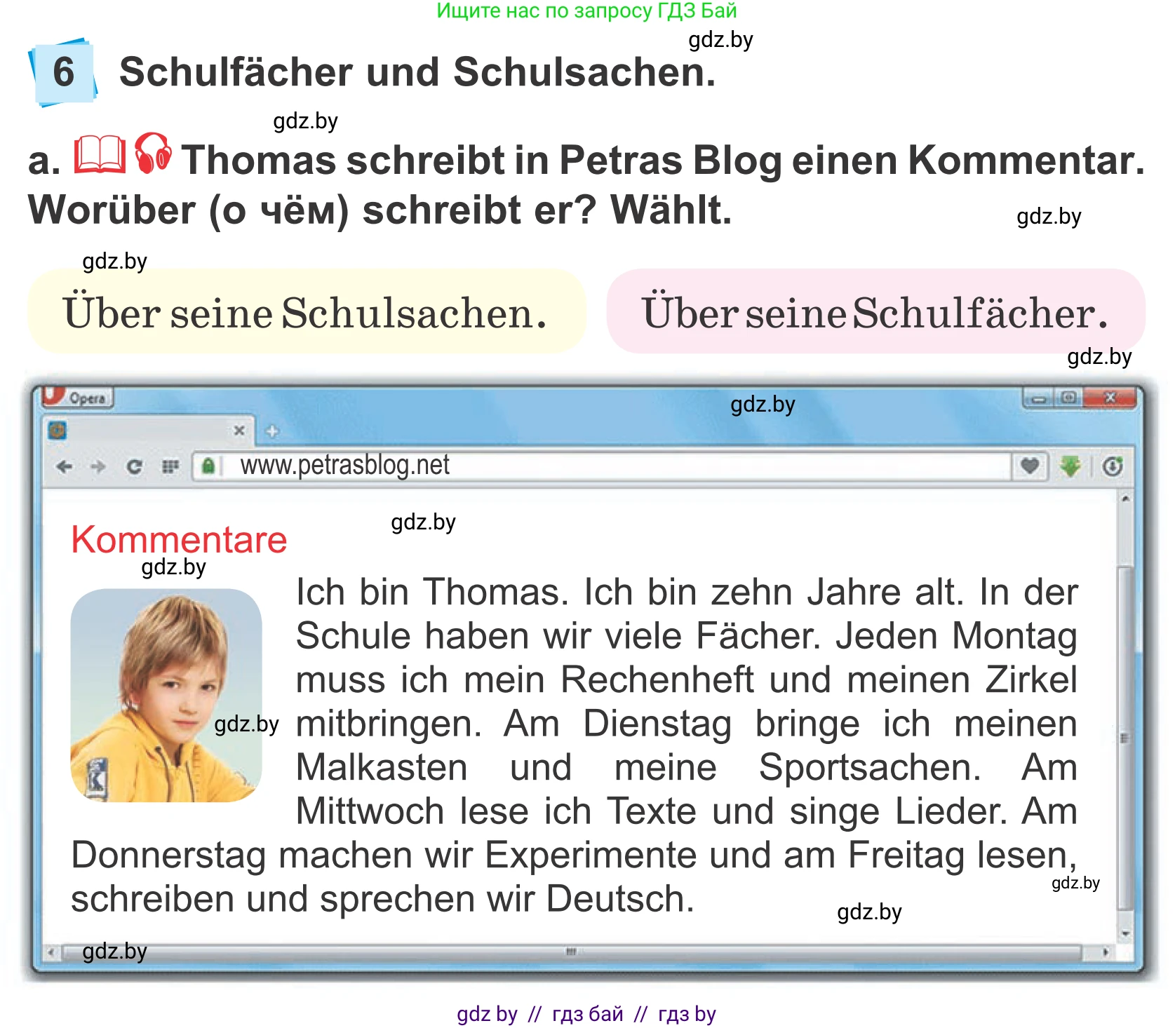 Немецкий язык (Deutsch), 4 класс Учебник (Schülerbuch), авторы: Будько Антонина Филипповна (Budjko Antonina), Урбанович Инна Ювинальевна (Urbanowitsch Ina), издательство Вышэйшая школа, Минск, 2019, жёлтого цвета, Часть 1, страница 19, номер 6a, Условие