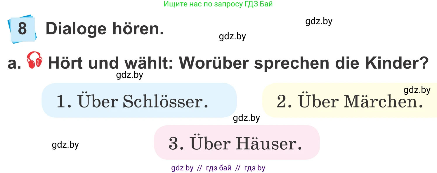 Немецкий язык (Deutsch), 4 класс Учебник (Schülerbuch), авторы: Будько Антонина Филипповна (Budjko Antonina), Урбанович Инна Ювинальевна (Urbanowitsch Ina), издательство Вышэйшая школа, Минск, 2019, жёлтого цвета, Часть 2, страница 45, номер 8a, Условие