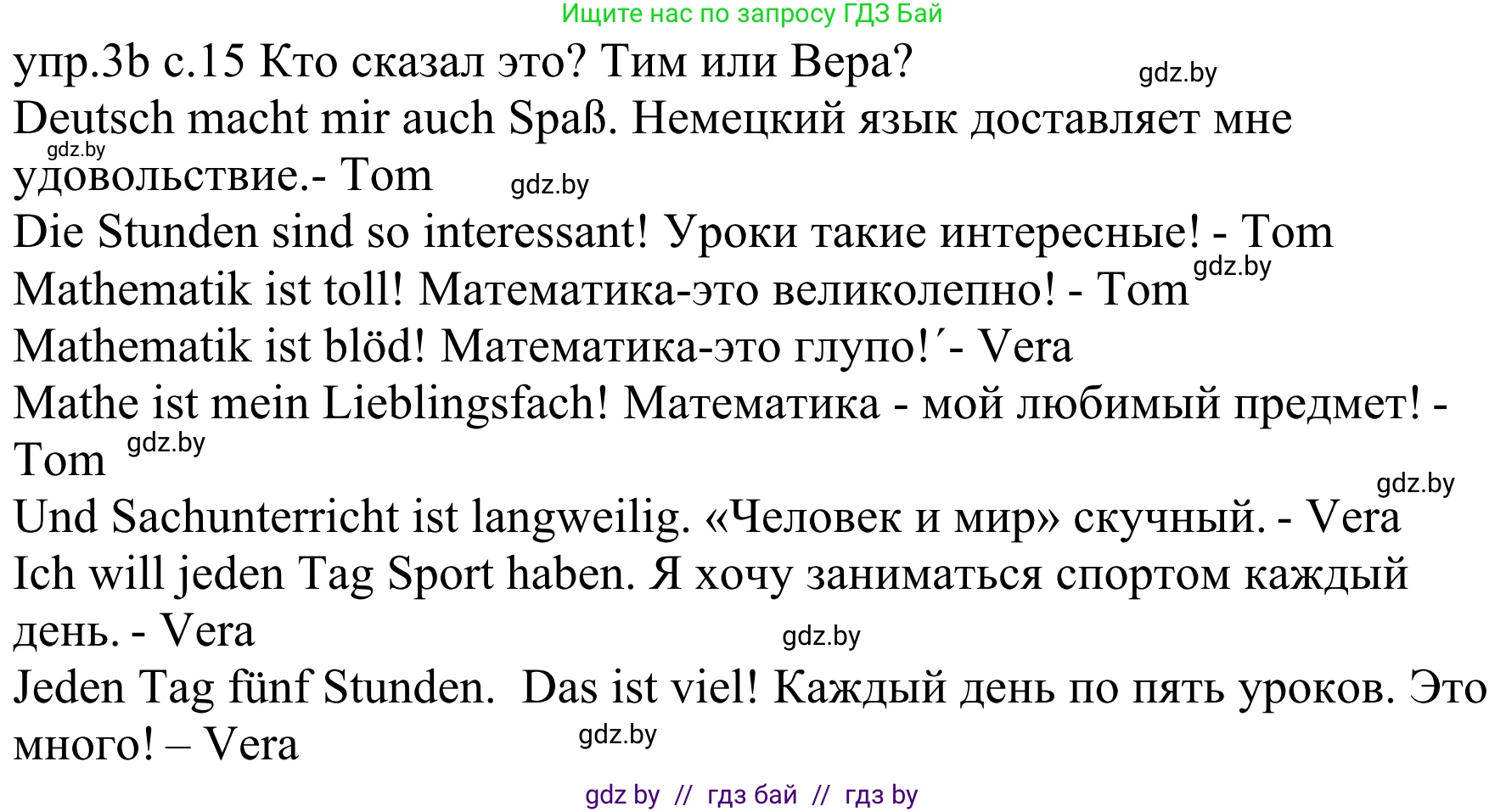Немецкий язык (Deutsch), 4 класс Учебник (Schülerbuch), авторы: Будько Антонина Филипповна (Budjko Antonina), Урбанович Инна Ювинальевна (Urbanowitsch Ina), издательство Вышэйшая школа, Минск, 2019, жёлтого цвета, Часть 1, страница 15, номер 3b, Решение