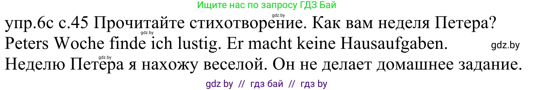 Немецкий язык (Deutsch), 4 класс Учебник (Schülerbuch), авторы: Будько Антонина Филипповна (Budjko Antonina), Урбанович Инна Ювинальевна (Urbanowitsch Ina), издательство Вышэйшая школа, Минск, 2019, жёлтого цвета, Часть 1, страница 45, номер 6c, Решение