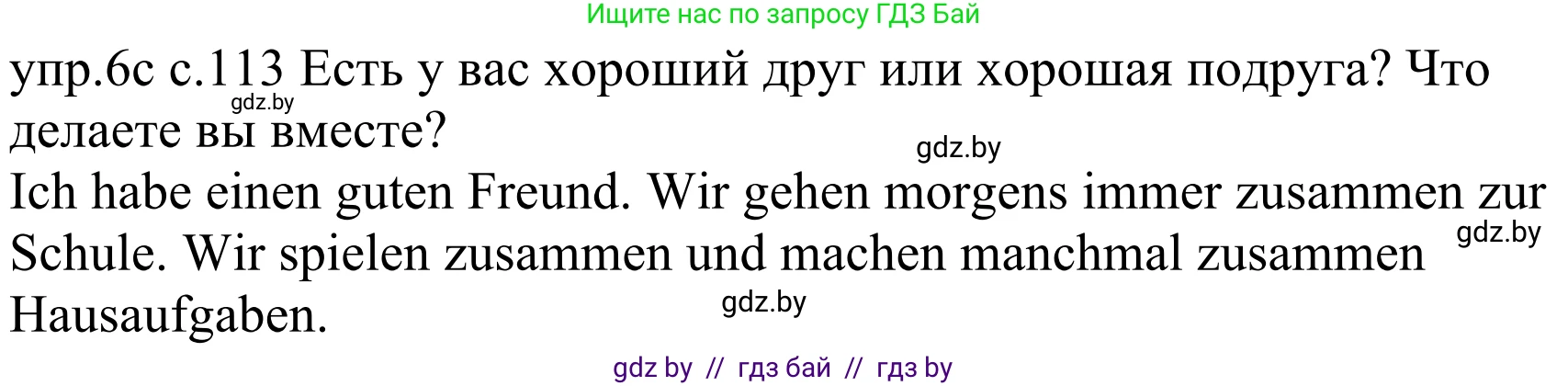 Немецкий язык (Deutsch), 4 класс Учебник (Schülerbuch), авторы: Будько Антонина Филипповна (Budjko Antonina), Урбанович Инна Ювинальевна (Urbanowitsch Ina), издательство Вышэйшая школа, Минск, 2019, жёлтого цвета, Часть 1, страница 113, номер 6c, Решение