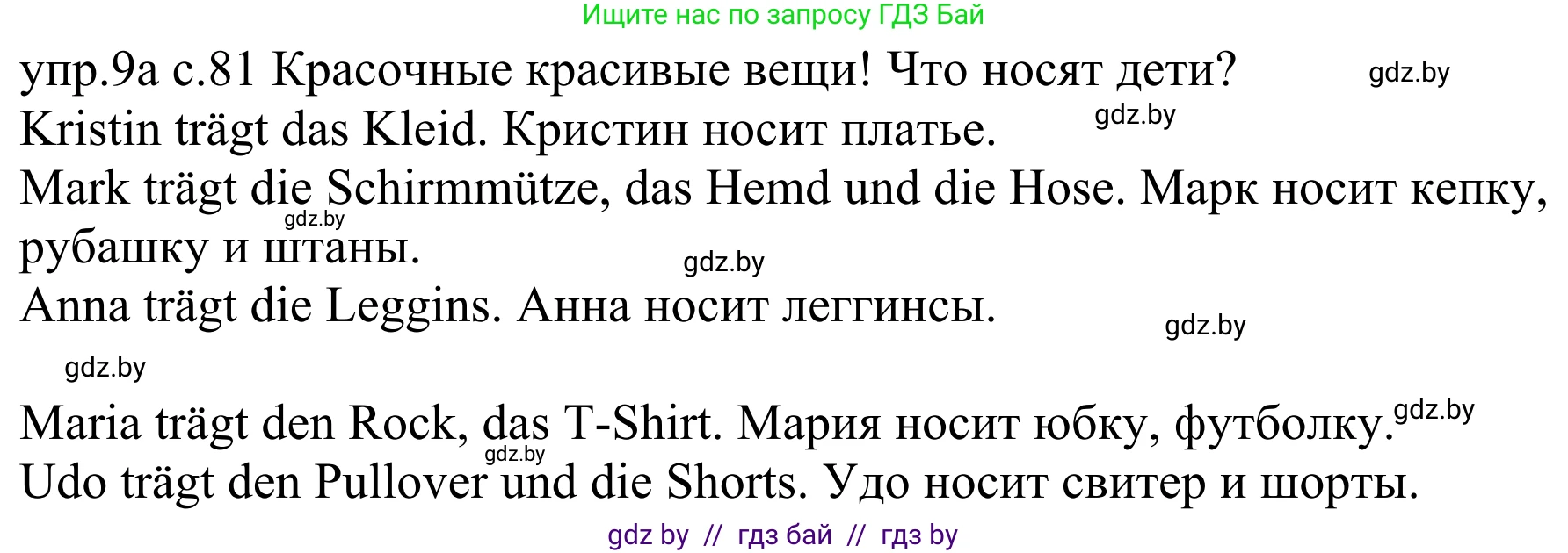 Немецкий язык (Deutsch), 4 класс Учебник (Schülerbuch), авторы: Будько Антонина Филипповна (Budjko Antonina), Урбанович Инна Ювинальевна (Urbanowitsch Ina), издательство Вышэйшая школа, Минск, 2019, жёлтого цвета, Часть 2, страница 81, номер 9a, Решение