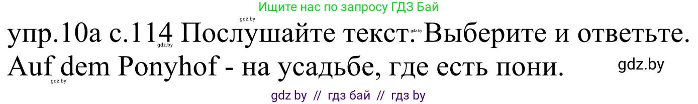 Немецкий язык (Deutsch), 4 класс Учебник (Schülerbuch), авторы: Будько Антонина Филипповна (Budjko Antonina), Урбанович Инна Ювинальевна (Urbanowitsch Ina), издательство Вышэйшая школа, Минск, 2019, жёлтого цвета, Часть 2, страница 114, номер 10a, Решение