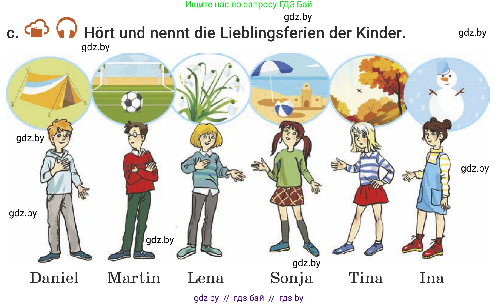 Немецкий язык (Deutsch), 5 класс Учебник (Schülerbuch), авторы: Будько Антонина Филипповна (Budjko Antonina), Урбанович Инна Ювинальевна (Urbanowitsch Ina), издательство Вышэйшая школа, Минск, 2020, жёлтого цвета, Часть 1, страница 5, номер 1c, Условие
