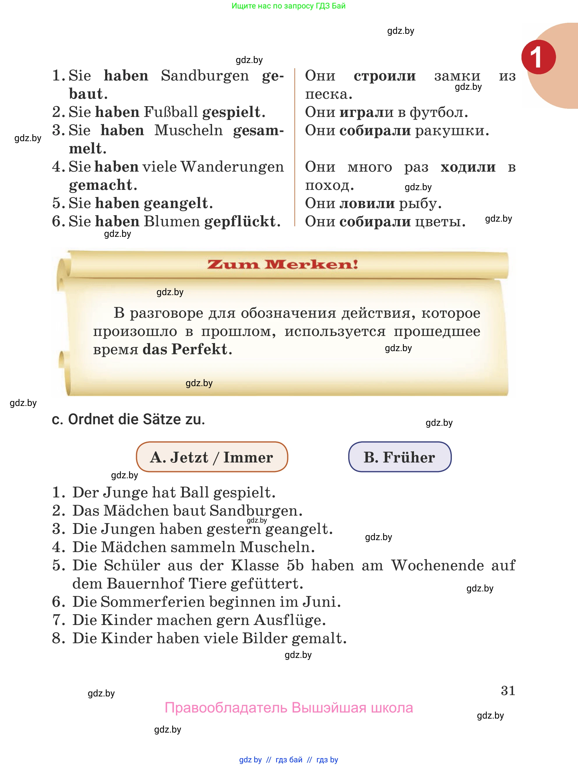 Немецкий язык (Deutsch), 5 класс Учебник (Schülerbuch), авторы: Будько Антонина Филипповна (Budjko Antonina), Урбанович Инна Ювинальевна (Urbanowitsch Ina), издательство Вышэйшая школа, Минск, 2020, жёлтого цвета, Часть 1, страница 31