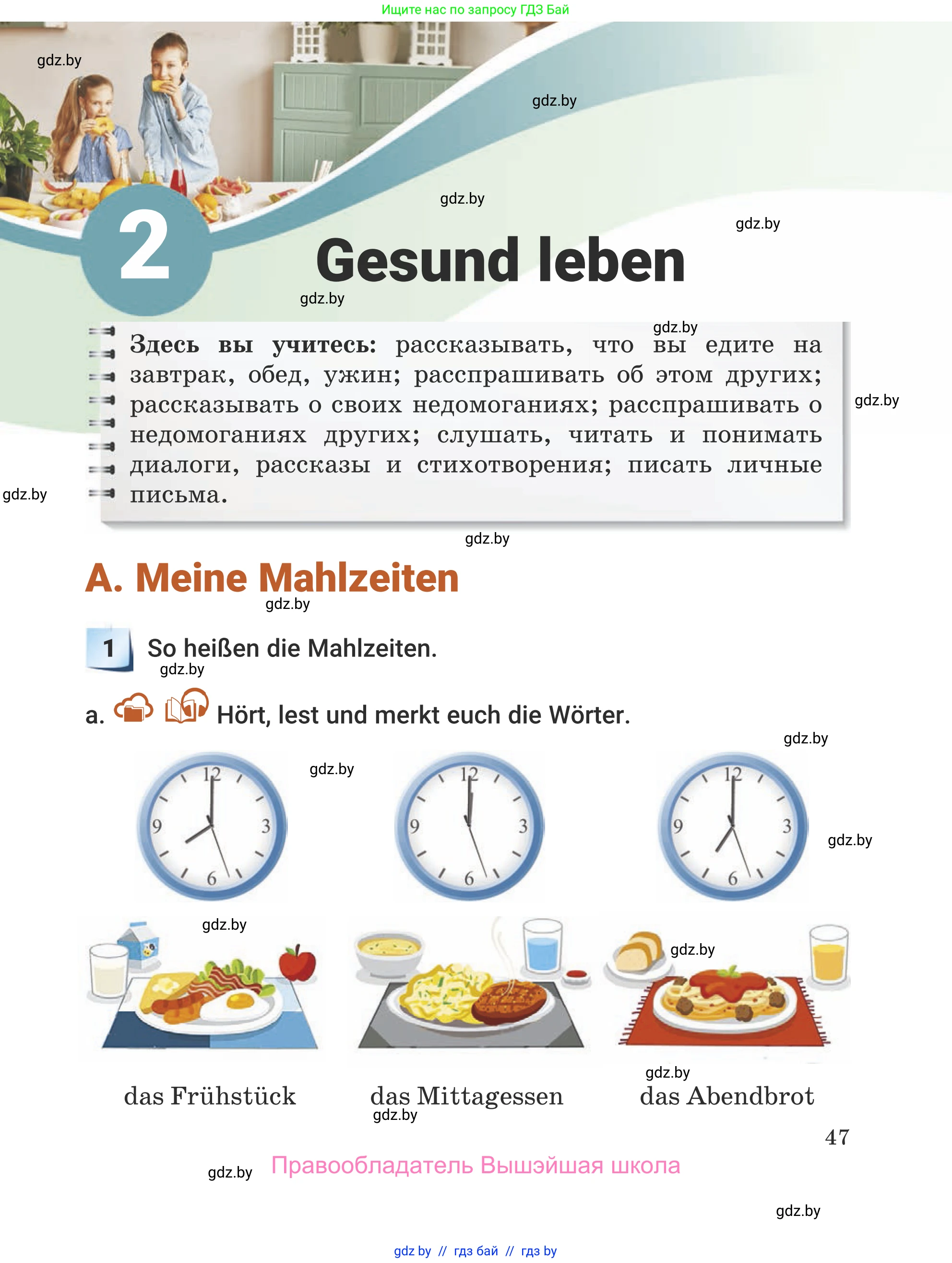 Немецкий язык (Deutsch), 5 класс Учебник (Schülerbuch), авторы: Будько Антонина Филипповна (Budjko Antonina), Урбанович Инна Ювинальевна (Urbanowitsch Ina), издательство Вышэйшая школа, Минск, 2020, жёлтого цвета, Часть 1, страница 47