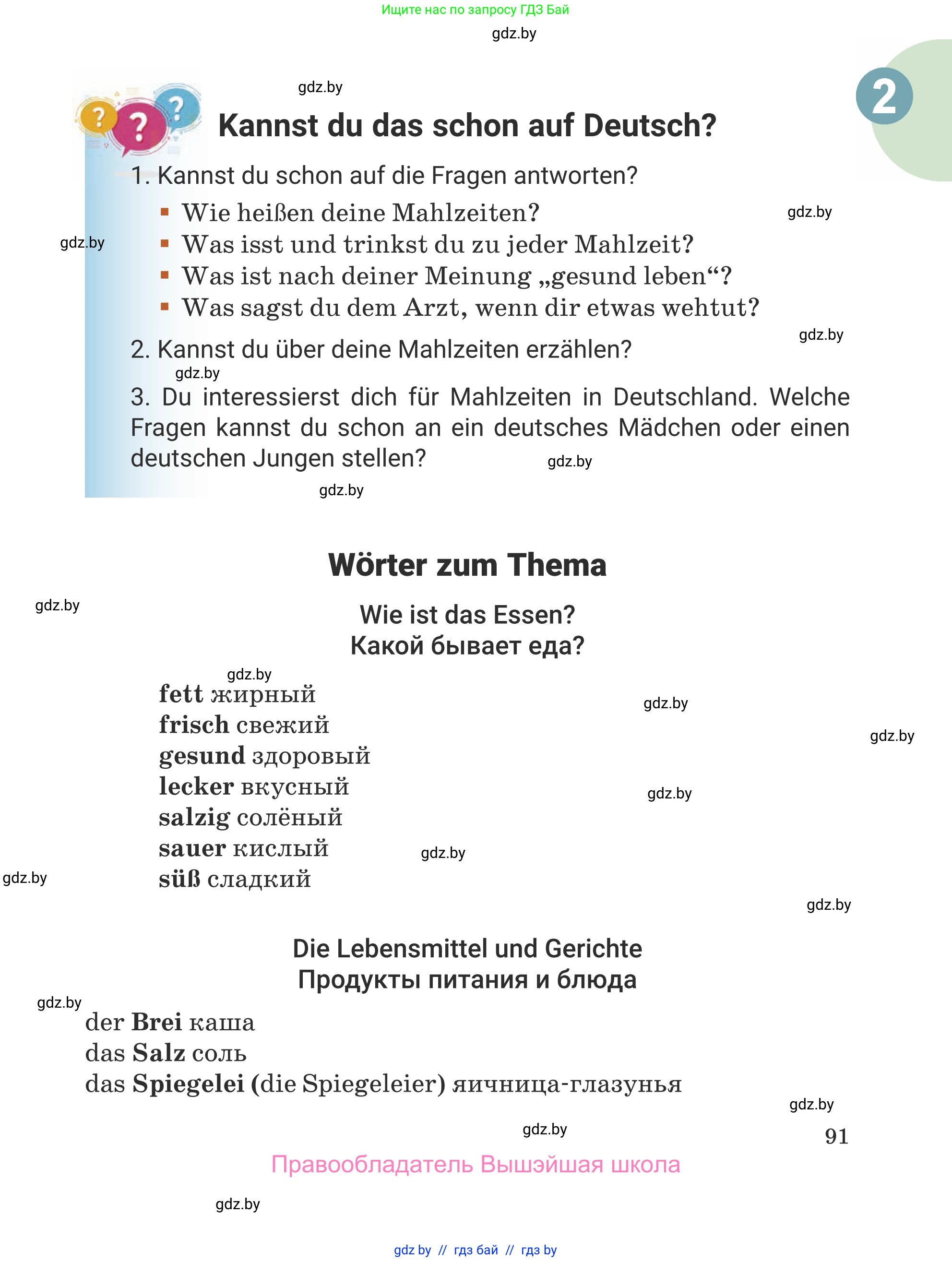 Немецкий язык (Deutsch), 5 класс Учебник (Schülerbuch), авторы: Будько Антонина Филипповна (Budjko Antonina), Урбанович Инна Ювинальевна (Urbanowitsch Ina), издательство Вышэйшая школа, Минск, 2020, жёлтого цвета, Часть 1, страница 91