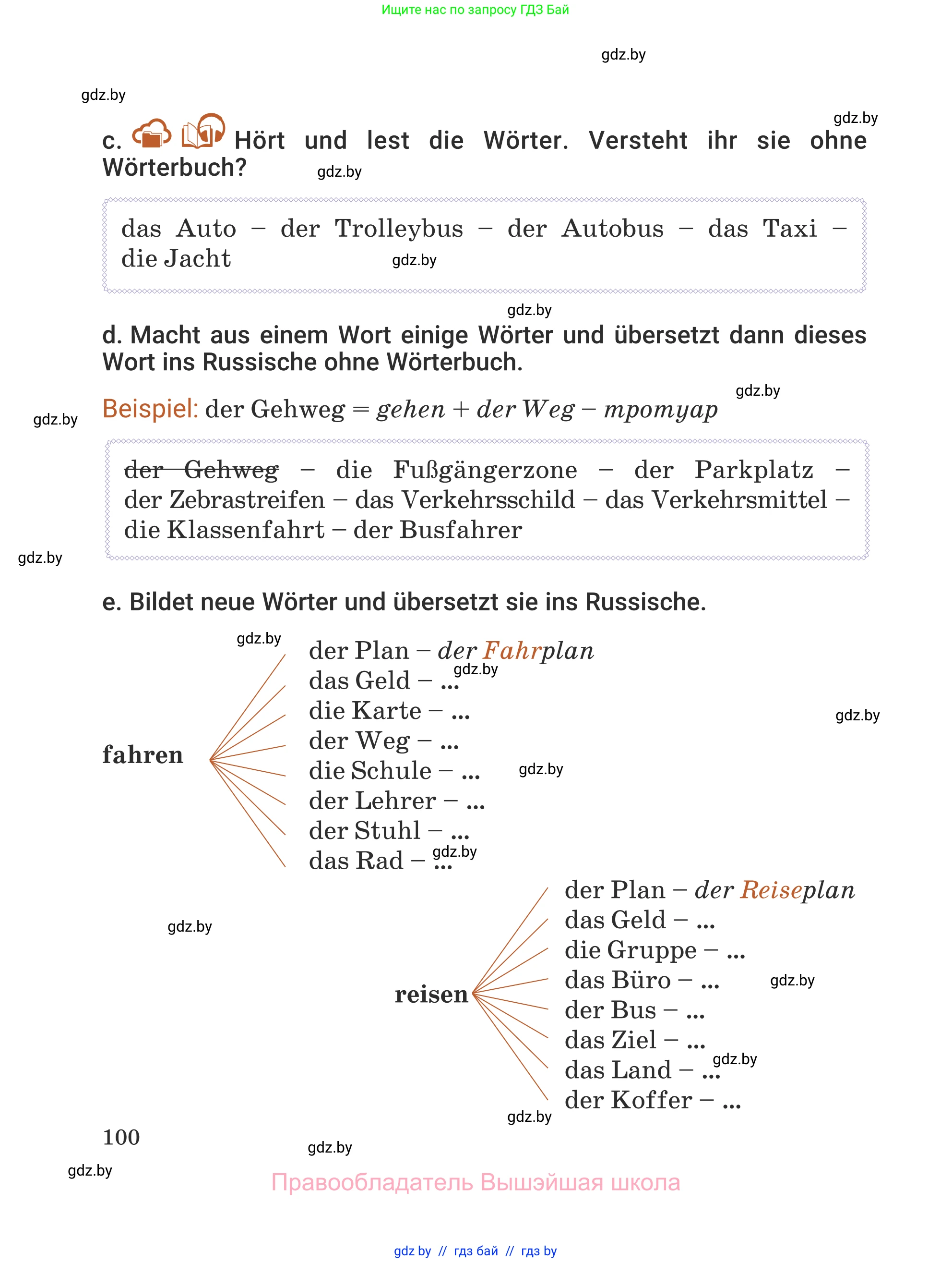 Немецкий язык (Deutsch), 5 класс Учебник (Schülerbuch), авторы: Будько Антонина Филипповна (Budjko Antonina), Урбанович Инна Ювинальевна (Urbanowitsch Ina), издательство Вышэйшая школа, Минск, 2020, жёлтого цвета, Часть 1, страница 100