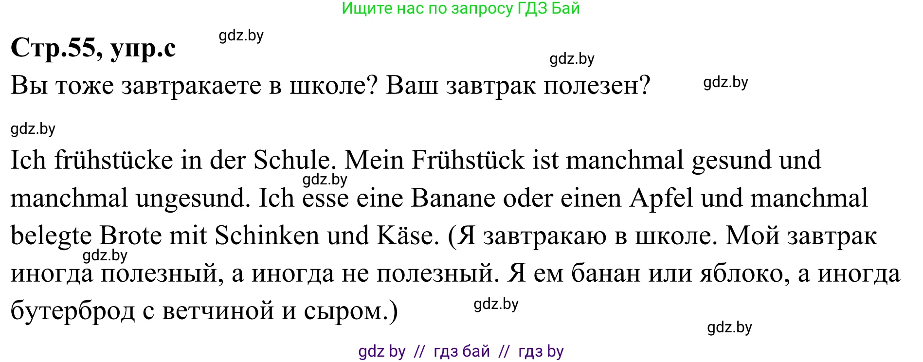 Немецкий язык (Deutsch), 5 класс Учебник (Schülerbuch), авторы: Будько Антонина Филипповна (Budjko Antonina), Урбанович Инна Ювинальевна (Urbanowitsch Ina), издательство Вышэйшая школа, Минск, 2020, жёлтого цвета, Часть 1, страница 55, номер 6c, Решение 2