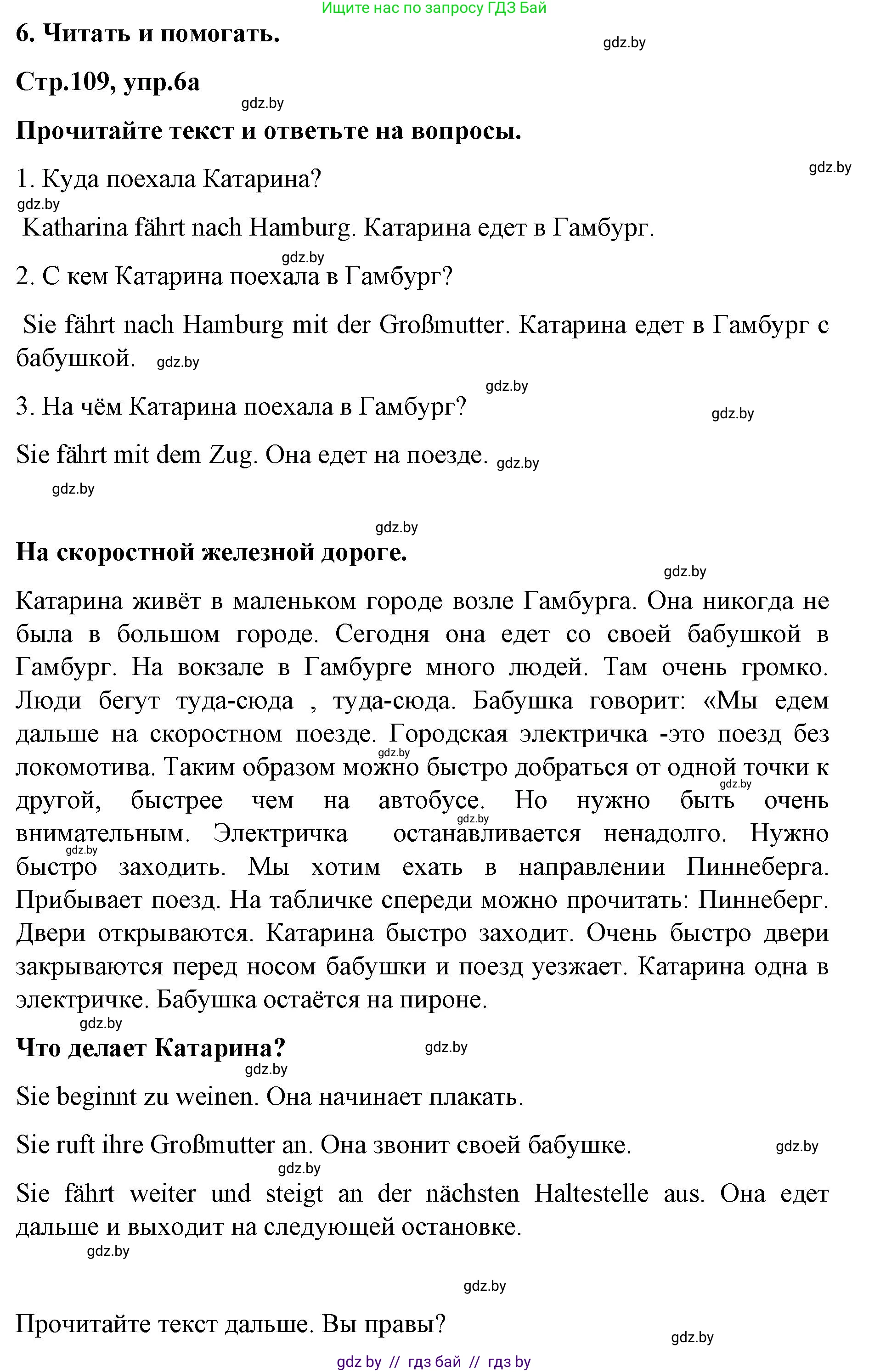 Немецкий язык (Deutsch), 5 класс Учебник (Schülerbuch), авторы: Будько Антонина Филипповна (Budjko Antonina), Урбанович Инна Ювинальевна (Urbanowitsch Ina), издательство Вышэйшая школа, Минск, 2020, жёлтого цвета, Часть 2, страница 109, номер 6a, Решение 1