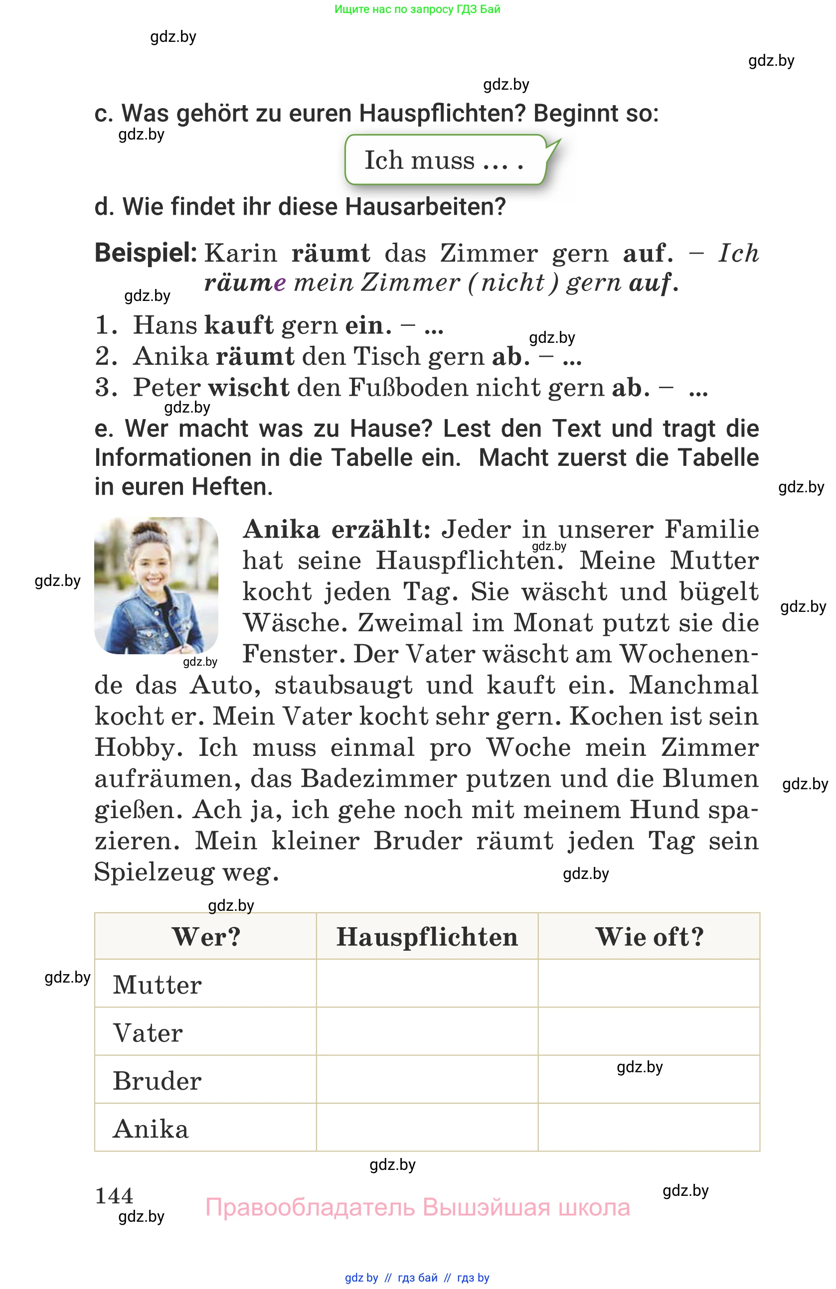 Немецкий язык (Deutsch), 6 класс Учебник (Schülerbuch), авторы: Будько Антонина Филипповна (Budjko Antonina), Урбанович Инна Ювинальевна (Urbanowitsch Ina), издательство Вышэйшая школа, Минск, 2020, бежевого цвета, страница 144