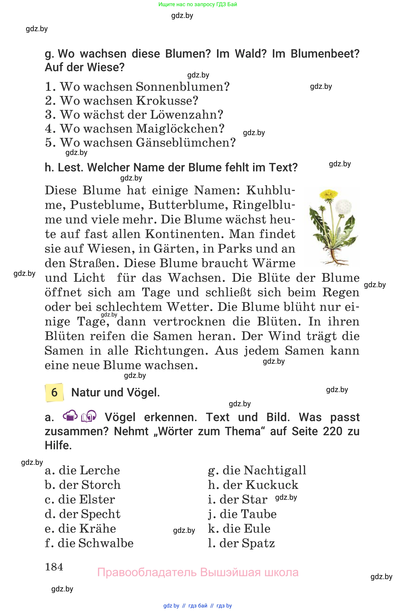 Немецкий язык (Deutsch), 6 класс Учебник (Schülerbuch), авторы: Будько Антонина Филипповна (Budjko Antonina), Урбанович Инна Ювинальевна (Urbanowitsch Ina), издательство Вышэйшая школа, Минск, 2020, бежевого цвета, страница 184