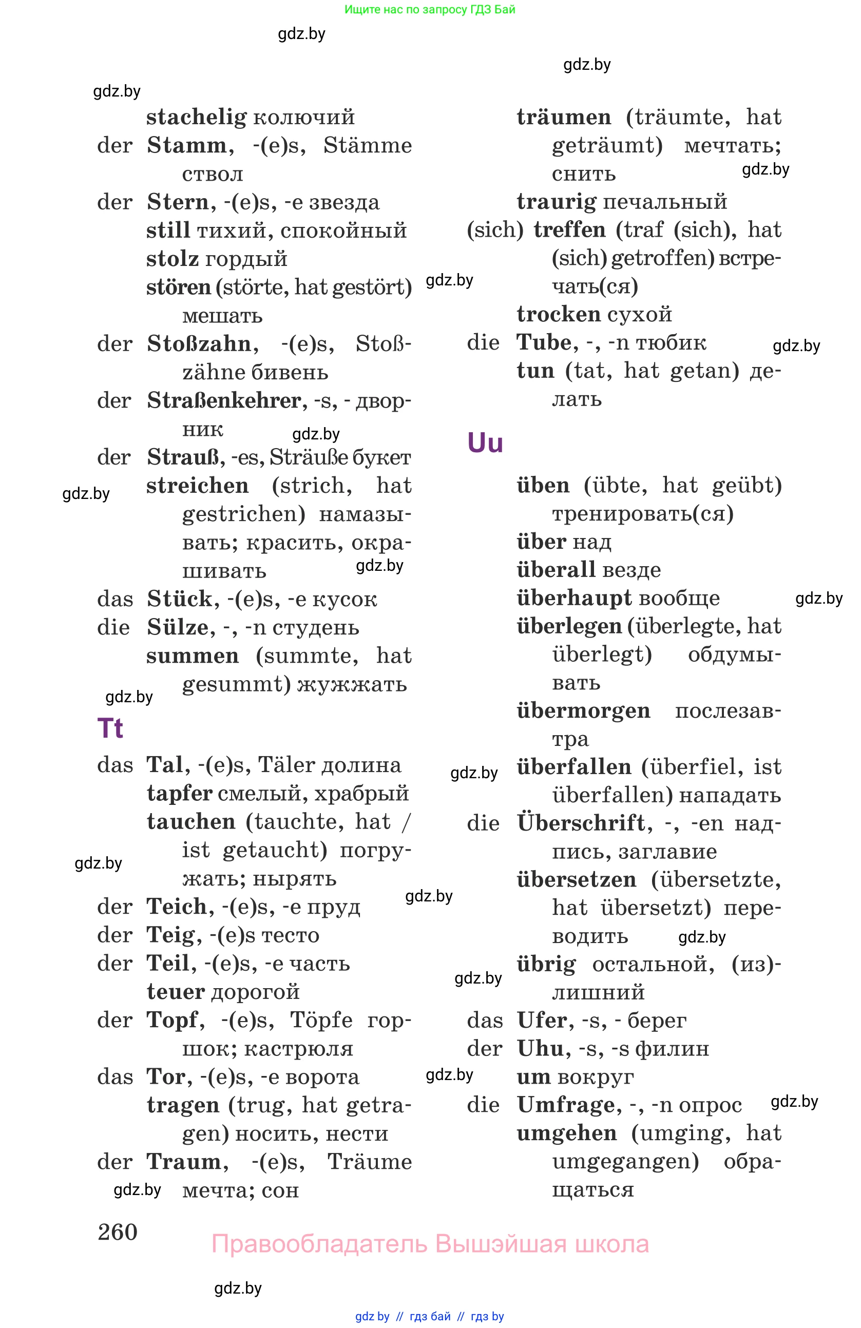 Немецкий язык (Deutsch), 6 класс Учебник (Schülerbuch), авторы: Будько Антонина Филипповна (Budjko Antonina), Урбанович Инна Ювинальевна (Urbanowitsch Ina), издательство Вышэйшая школа, Минск, 2020, бежевого цвета, страница 260