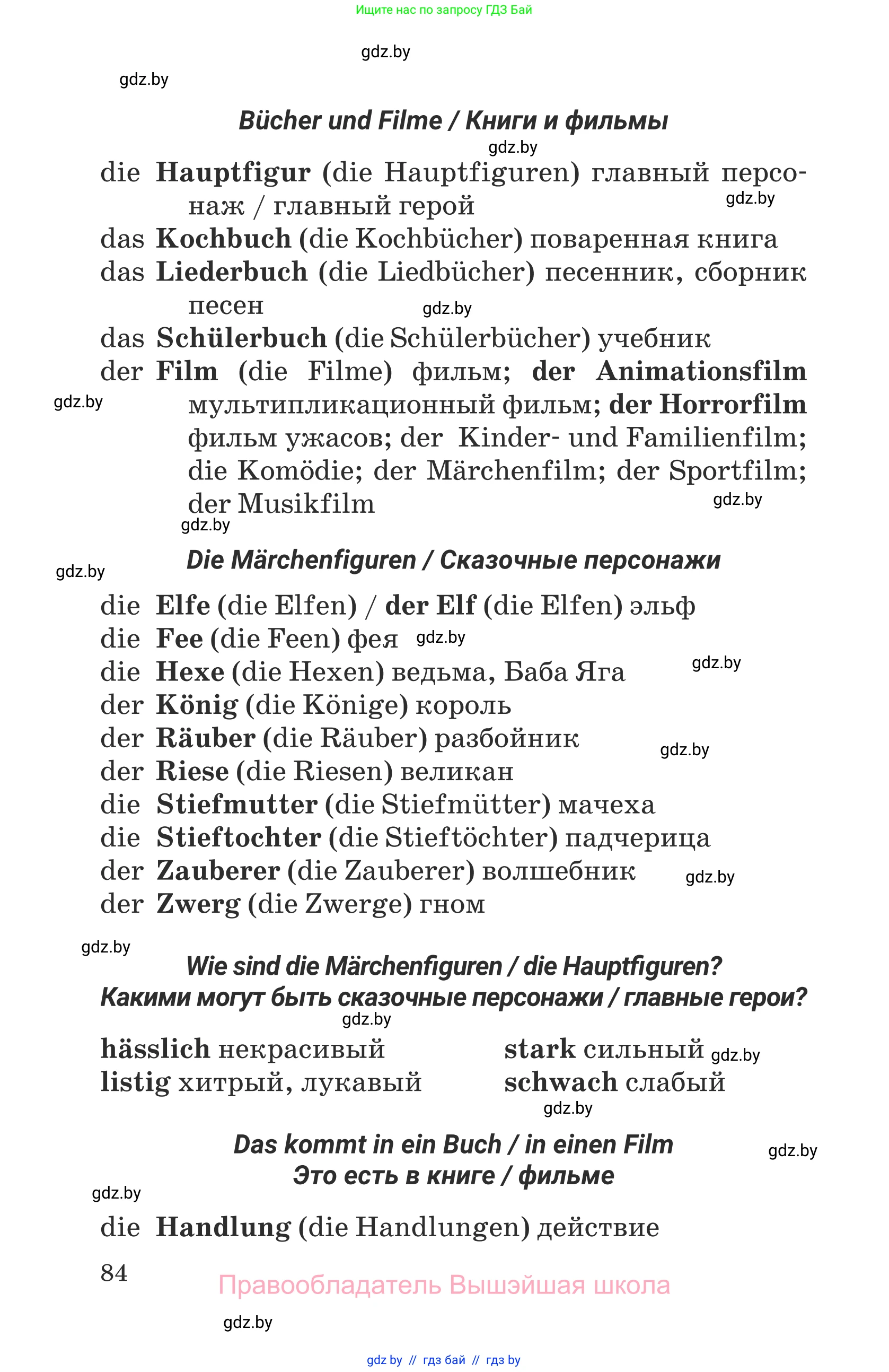 Немецкий язык (Deutsch), 6 класс Учебник (Schülerbuch), авторы: Будько Антонина Филипповна (Budjko Antonina), Урбанович Инна Ювинальевна (Urbanowitsch Ina), издательство Вышэйшая школа, Минск, 2020, бежевого цвета, страница 84