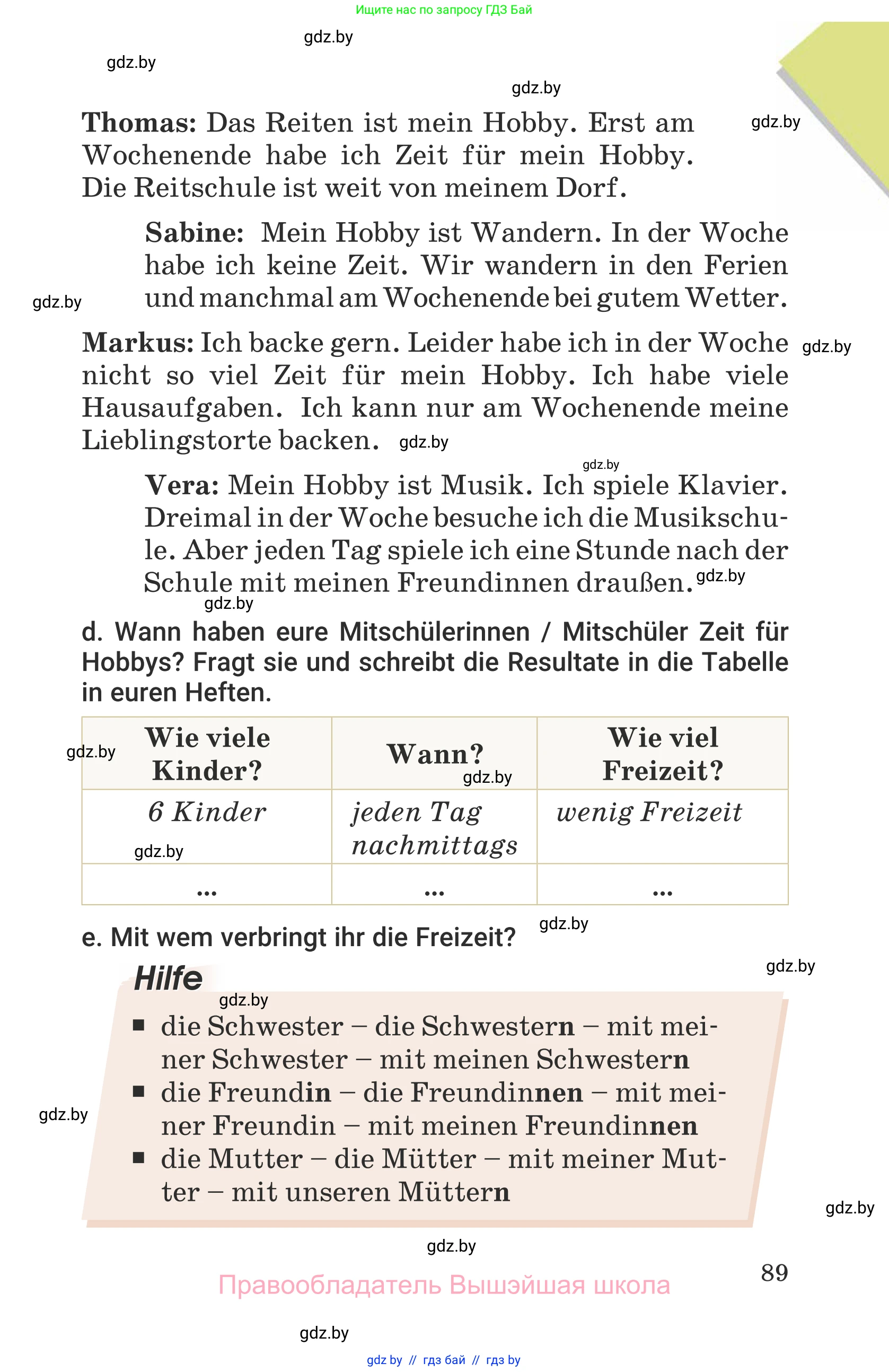 Немецкий язык (Deutsch), 6 класс Учебник (Schülerbuch), авторы: Будько Антонина Филипповна (Budjko Antonina), Урбанович Инна Ювинальевна (Urbanowitsch Ina), издательство Вышэйшая школа, Минск, 2020, бежевого цвета, страница 89