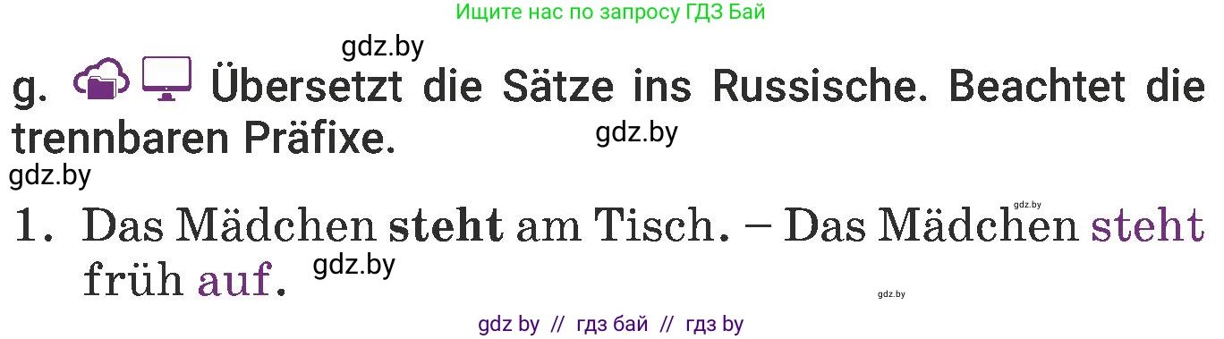 Немецкий язык (Deutsch), 6 класс Учебник (Schülerbuch), авторы: Будько Антонина Филипповна (Budjko Antonina), Урбанович Инна Ювинальевна (Urbanowitsch Ina), издательство Вышэйшая школа, Минск, 2020, бежевого цвета, страница 100, номер g, Условие