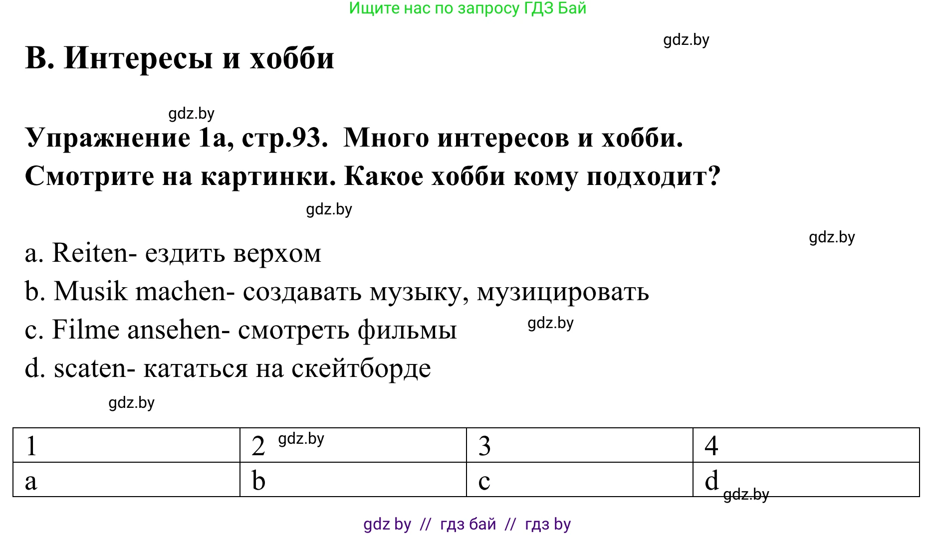 Немецкий язык (Deutsch), 6 класс Учебник (Schülerbuch), авторы: Будько Антонина Филипповна (Budjko Antonina), Урбанович Инна Ювинальевна (Urbanowitsch Ina), издательство Вышэйшая школа, Минск, 2020, бежевого цвета, страница 93, номер a, Решение