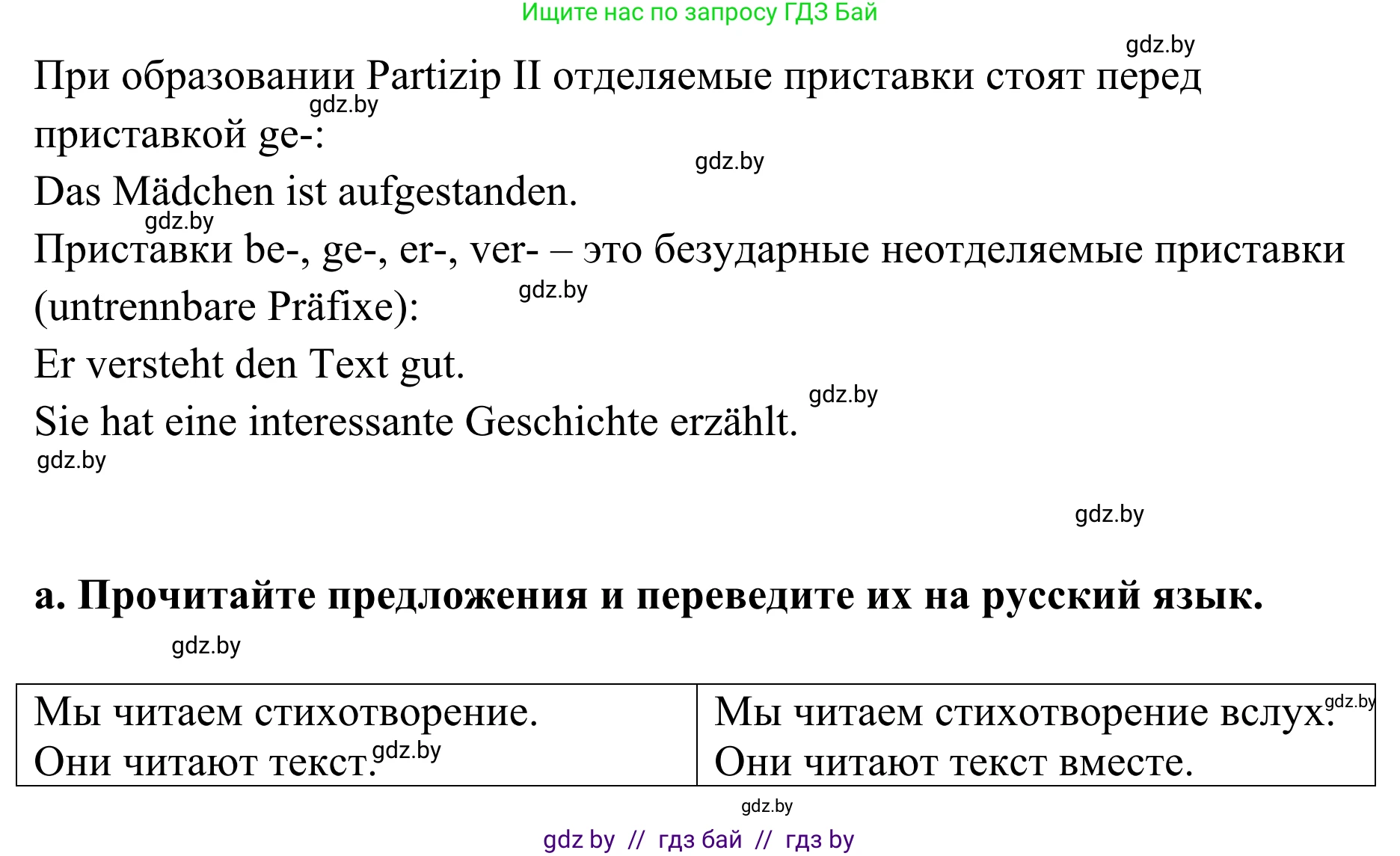 Немецкий язык (Deutsch), 6 класс Учебник (Schülerbuch), авторы: Будько Антонина Филипповна (Budjko Antonina), Урбанович Инна Ювинальевна (Urbanowitsch Ina), издательство Вышэйшая школа, Минск, 2020, бежевого цвета, страница 99, номер a, Решение (продолжение 2)