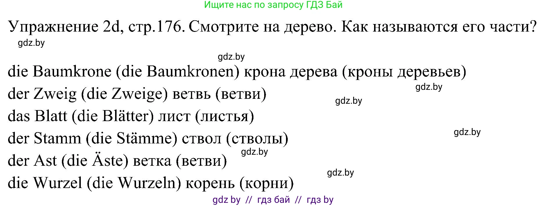 Немецкий язык (Deutsch), 6 класс Учебник (Schülerbuch), авторы: Будько Антонина Филипповна (Budjko Antonina), Урбанович Инна Ювинальевна (Urbanowitsch Ina), издательство Вышэйшая школа, Минск, 2020, бежевого цвета, страница 176, номер d, Решение
