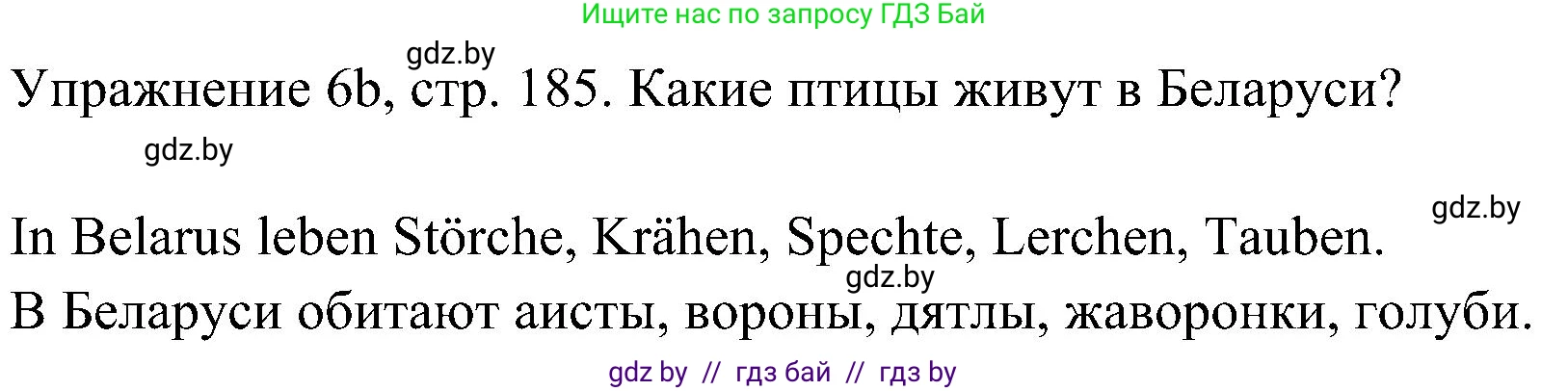 Немецкий язык (Deutsch), 6 класс Учебник (Schülerbuch), авторы: Будько Антонина Филипповна (Budjko Antonina), Урбанович Инна Ювинальевна (Urbanowitsch Ina), издательство Вышэйшая школа, Минск, 2020, бежевого цвета, страница 185, номер b, Решение