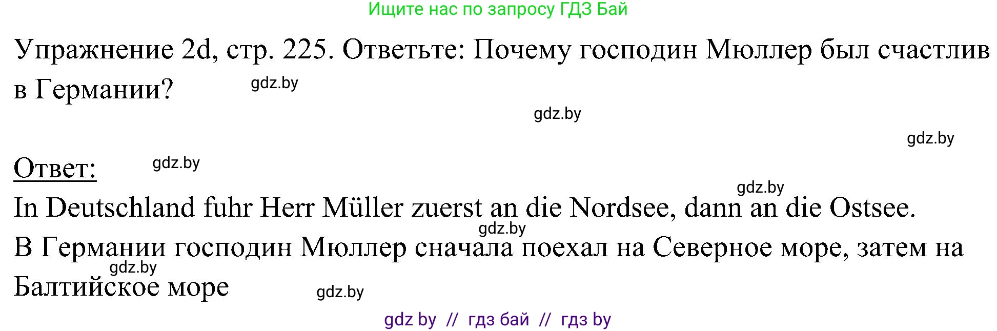 Немецкий язык (Deutsch), 6 класс Учебник (Schülerbuch), авторы: Будько Антонина Филипповна (Budjko Antonina), Урбанович Инна Ювинальевна (Urbanowitsch Ina), издательство Вышэйшая школа, Минск, 2020, бежевого цвета, страница 225, номер d, Решение