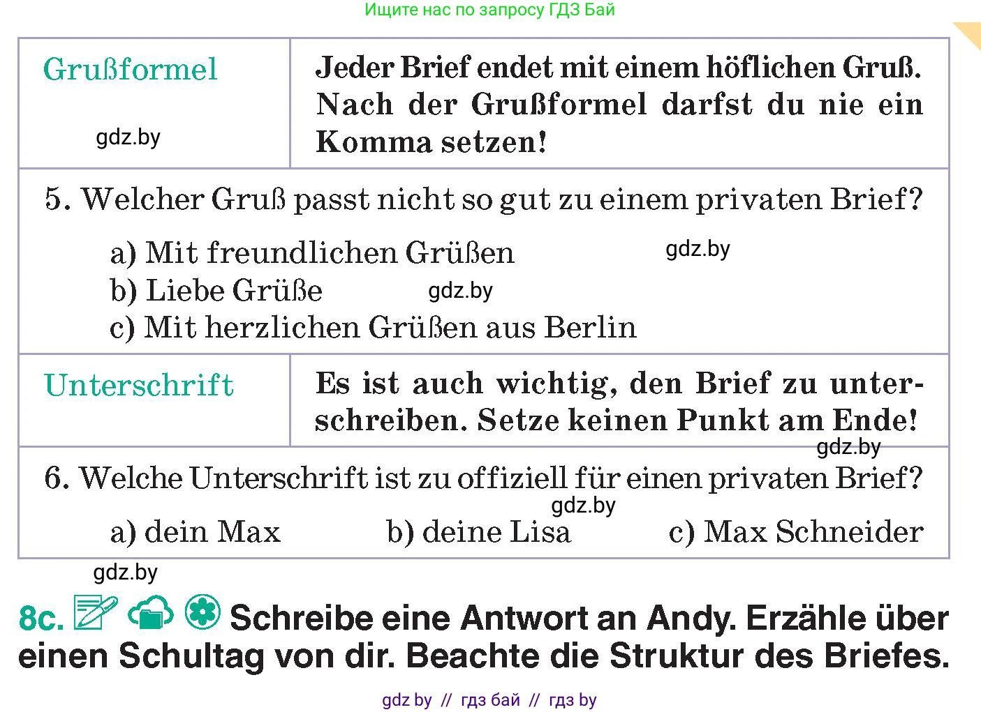 Немецкий язык (Deutsch), 6 класс Учебник (Schülerbuch), авторы: Зуевская Елена Викторовна, Салынская Светлана Ивановна, Негурэ Ольга Вячеславовна, издательство Вышэйшая школа, Минск, 2022, жёлтого цвета, Teil 1, страница 22, номер 8, Условие (продолжение 4)