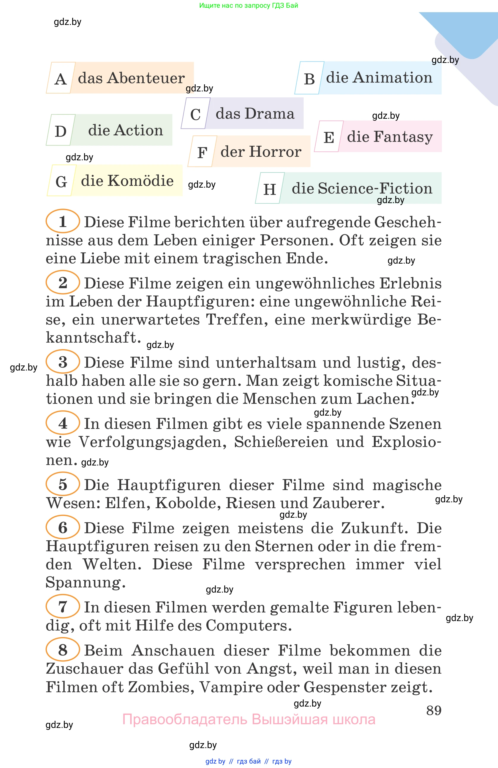 Немецкий язык (Deutsch), 6 класс Учебник (Schülerbuch), авторы: Зуевская Елена Викторовна, Салынская Светлана Ивановна, Негурэ Ольга Вячеславовна, издательство Вышэйшая школа, Минск, 2022, жёлтого цвета, страница 89