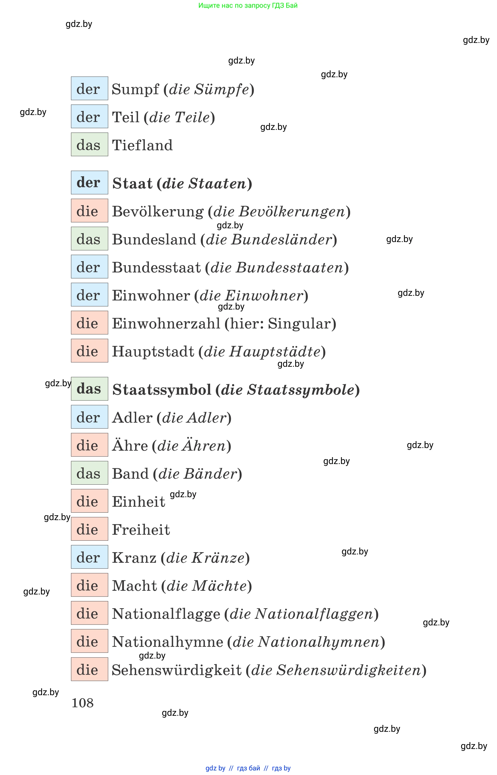 Немецкий язык (Deutsch), 6 класс Учебник (Schülerbuch), авторы: Зуевская Елена Викторовна, Салынская Светлана Ивановна, Негурэ Ольга Вячеславовна, издательство Вышэйшая школа, Минск, 2022, жёлтого цвета, страница 108