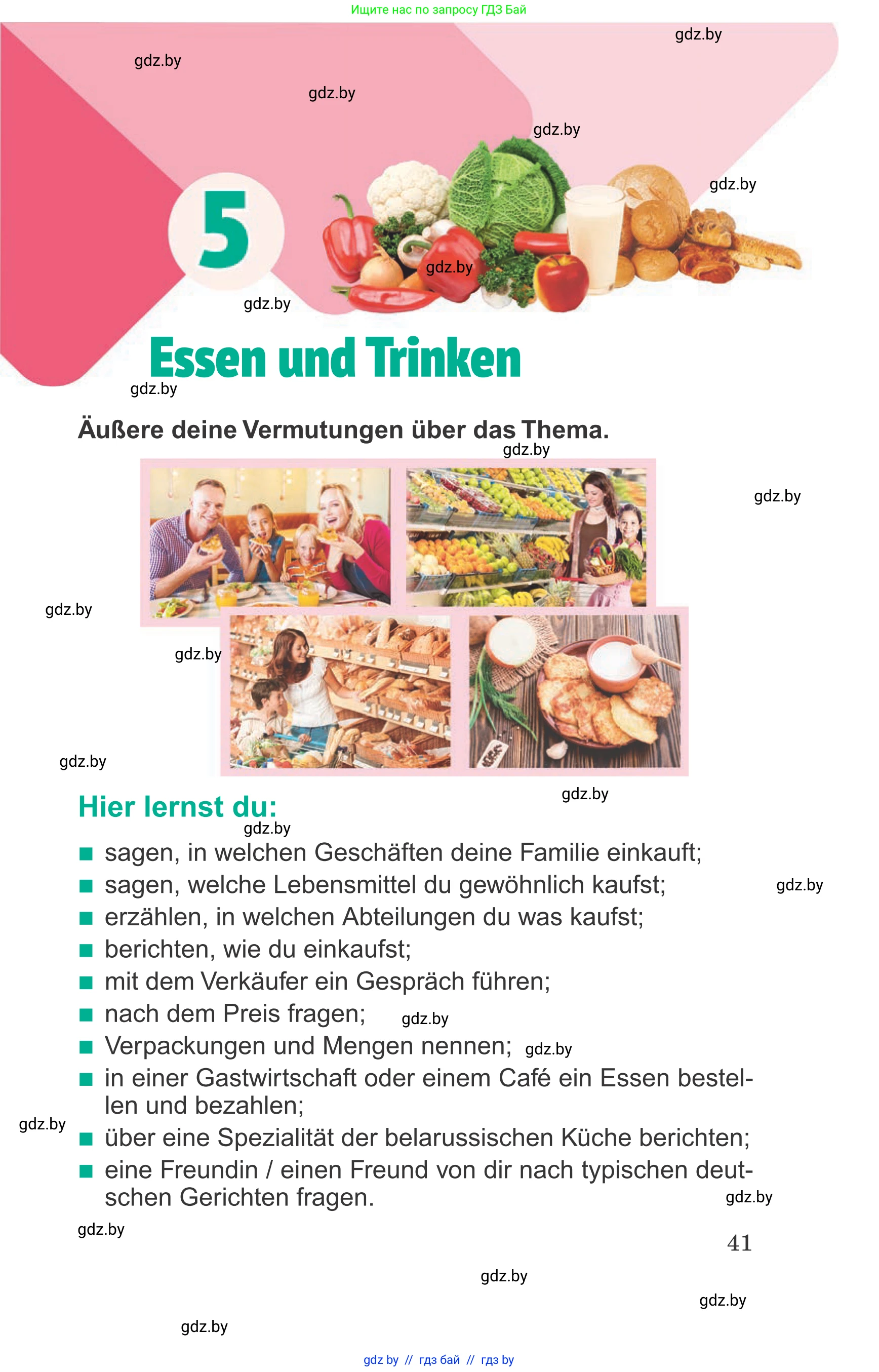 Немецкий язык (Deutsch), 6 класс Учебник (Schülerbuch), авторы: Зуевская Елена Викторовна, Салынская Светлана Ивановна, Негурэ Ольга Вячеславовна, издательство Вышэйшая школа, Минск, 2022, жёлтого цвета, Teil 1, страница 41