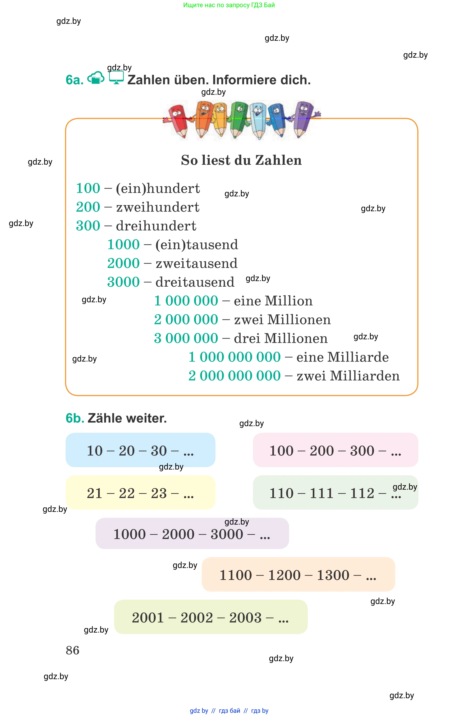 Немецкий язык (Deutsch), 6 класс Учебник (Schülerbuch), авторы: Зуевская Елена Викторовна, Салынская Светлана Ивановна, Негурэ Ольга Вячеславовна, издательство Вышэйшая школа, Минск, 2022, жёлтого цвета, Teil 1, страница 86