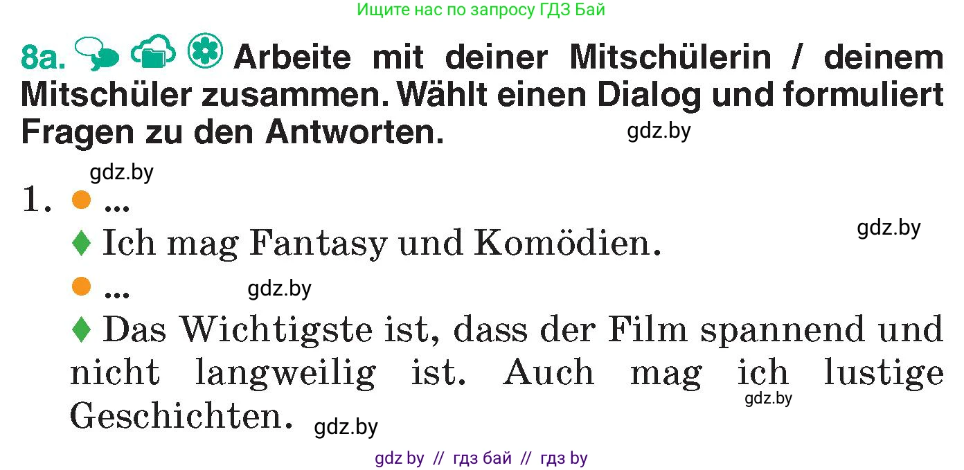 Немецкий язык (Deutsch), 6 класс Учебник (Schülerbuch), авторы: Зуевская Елена Викторовна, Салынская Светлана Ивановна, Негурэ Ольга Вячеславовна, издательство Вышэйшая школа, Минск, 2022, жёлтого цвета, Teil 1, страница 100, номер 8, Условие