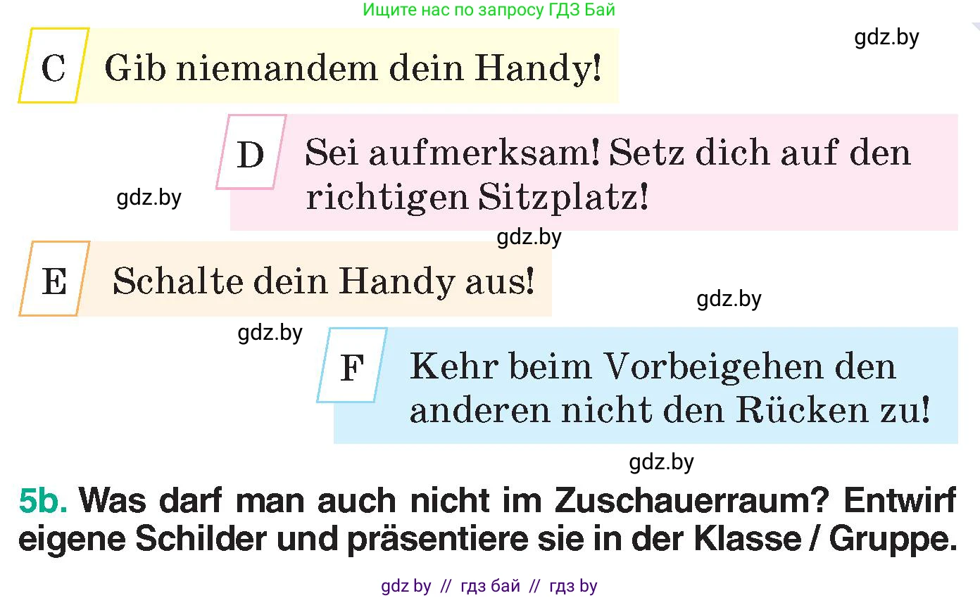 Немецкий язык (Deutsch), 6 класс Учебник (Schülerbuch), авторы: Зуевская Елена Викторовна, Салынская Светлана Ивановна, Негурэ Ольга Вячеславовна, издательство Вышэйшая школа, Минск, 2022, жёлтого цвета, Teil 1, страница 114, номер 5, Условие (продолжение 2)