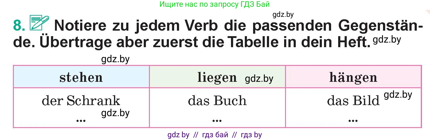 Немецкий язык (Deutsch), 6 класс Учебник (Schülerbuch), авторы: Зуевская Елена Викторовна, Салынская Светлана Ивановна, Негурэ Ольга Вячеславовна, издательство Вышэйшая школа, Минск, 2022, жёлтого цвета, Teil 2, страница 13, номер 8, Условие