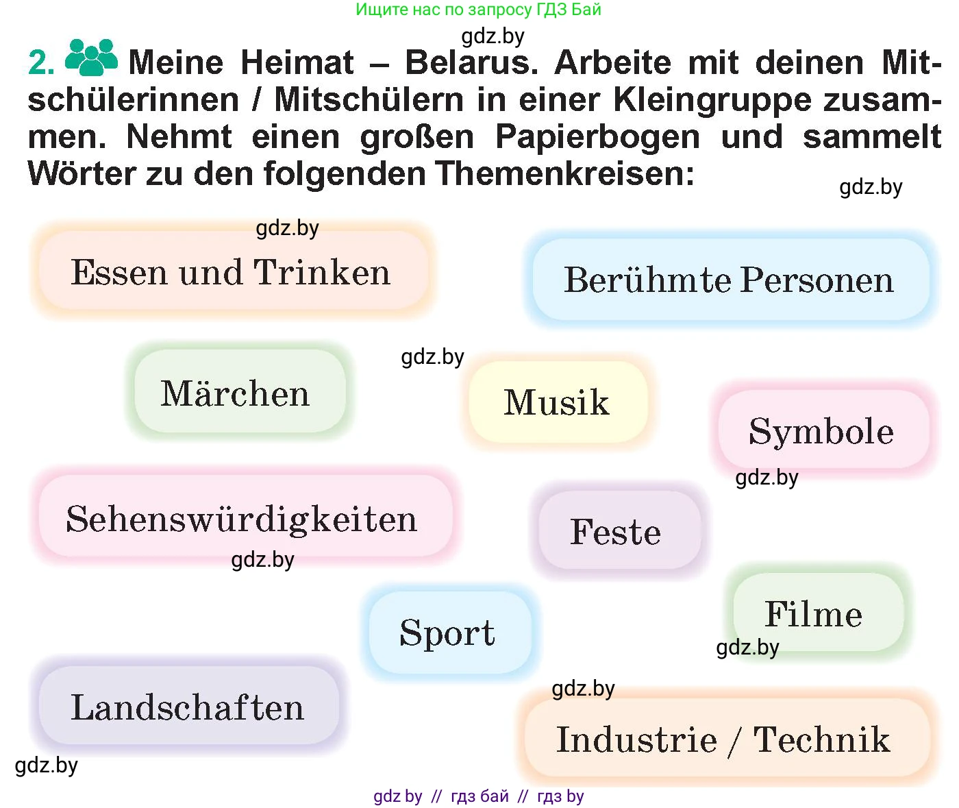 Немецкий язык (Deutsch), 6 класс Учебник (Schülerbuch), авторы: Зуевская Елена Викторовна, Салынская Светлана Ивановна, Негурэ Ольга Вячеславовна, издательство Вышэйшая школа, Минск, 2022, жёлтого цвета, Teil 2, страница 96, номер 2, Условие